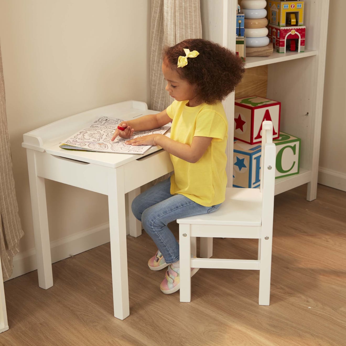 Melissa & Doug Child's Lift-Top Desk & Chair - White - Image 6