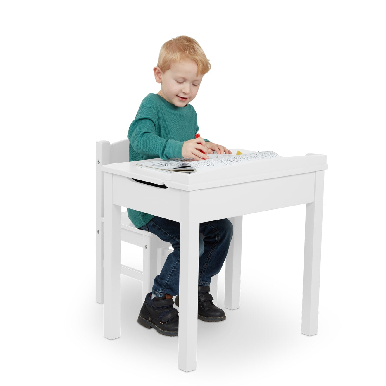 Melissa & Doug Child's Lift-Top Desk & Chair - White - Image 8