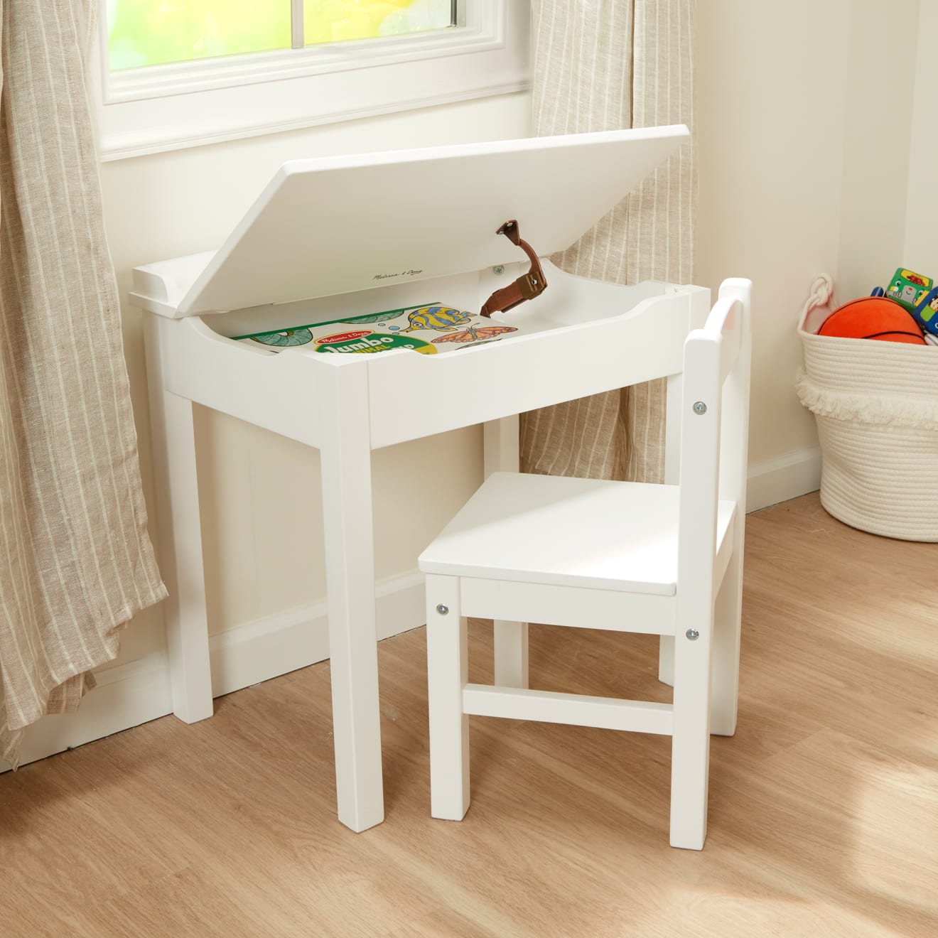 Melissa & Doug Child's Lift-Top Desk & Chair - White - Image 9