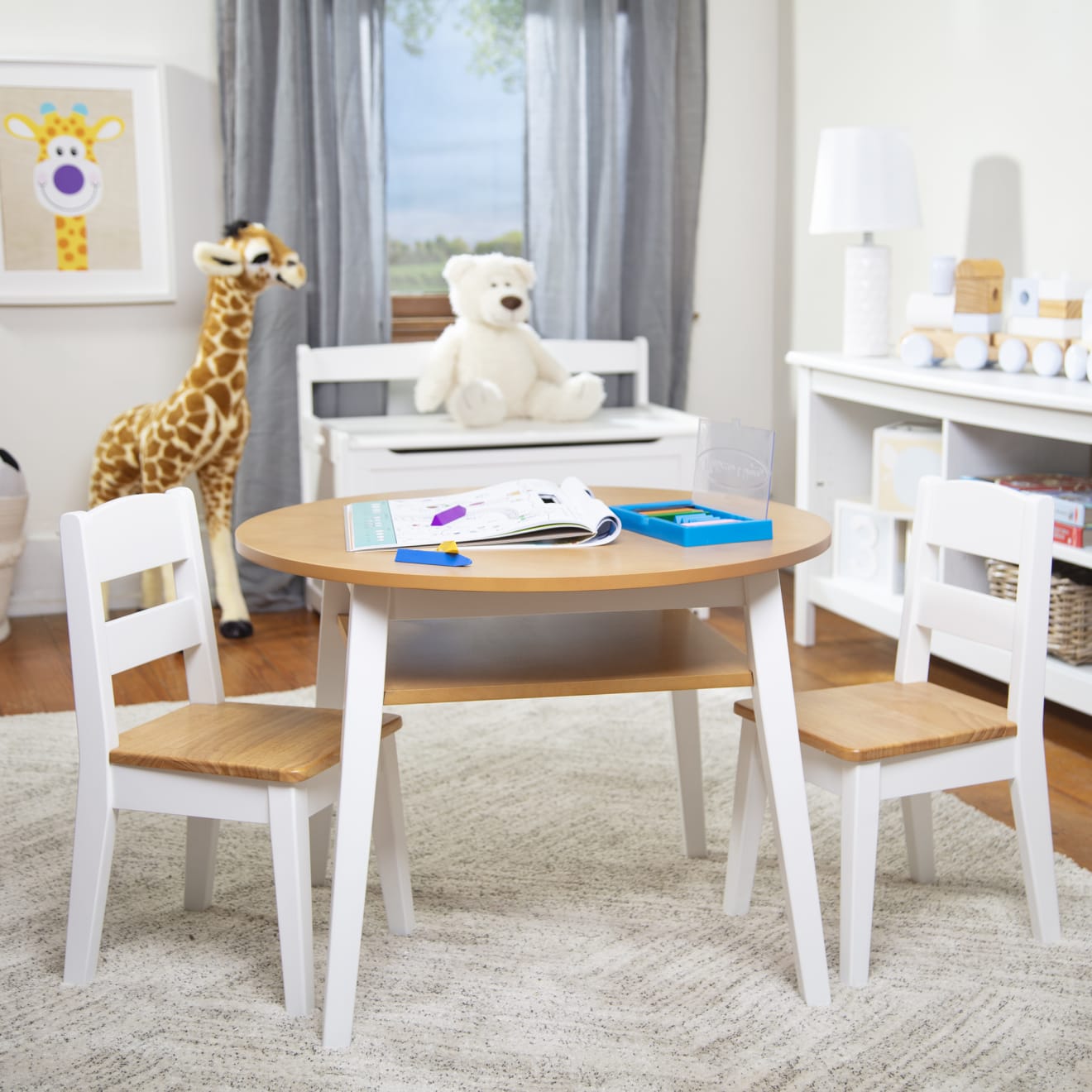 Melissa & Doug Wooden Round Table & Chairs Set - Image 2