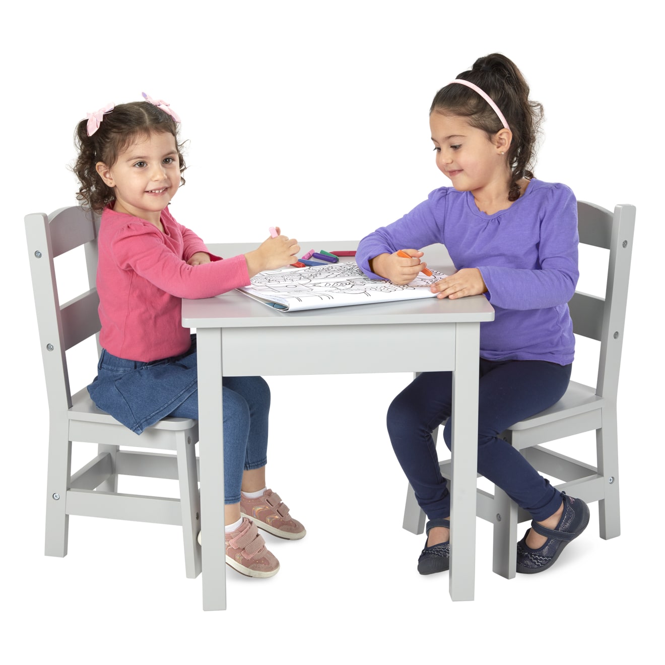 Melissa & Doug Wooden Table & 2 Chairs - Gray - Image 8