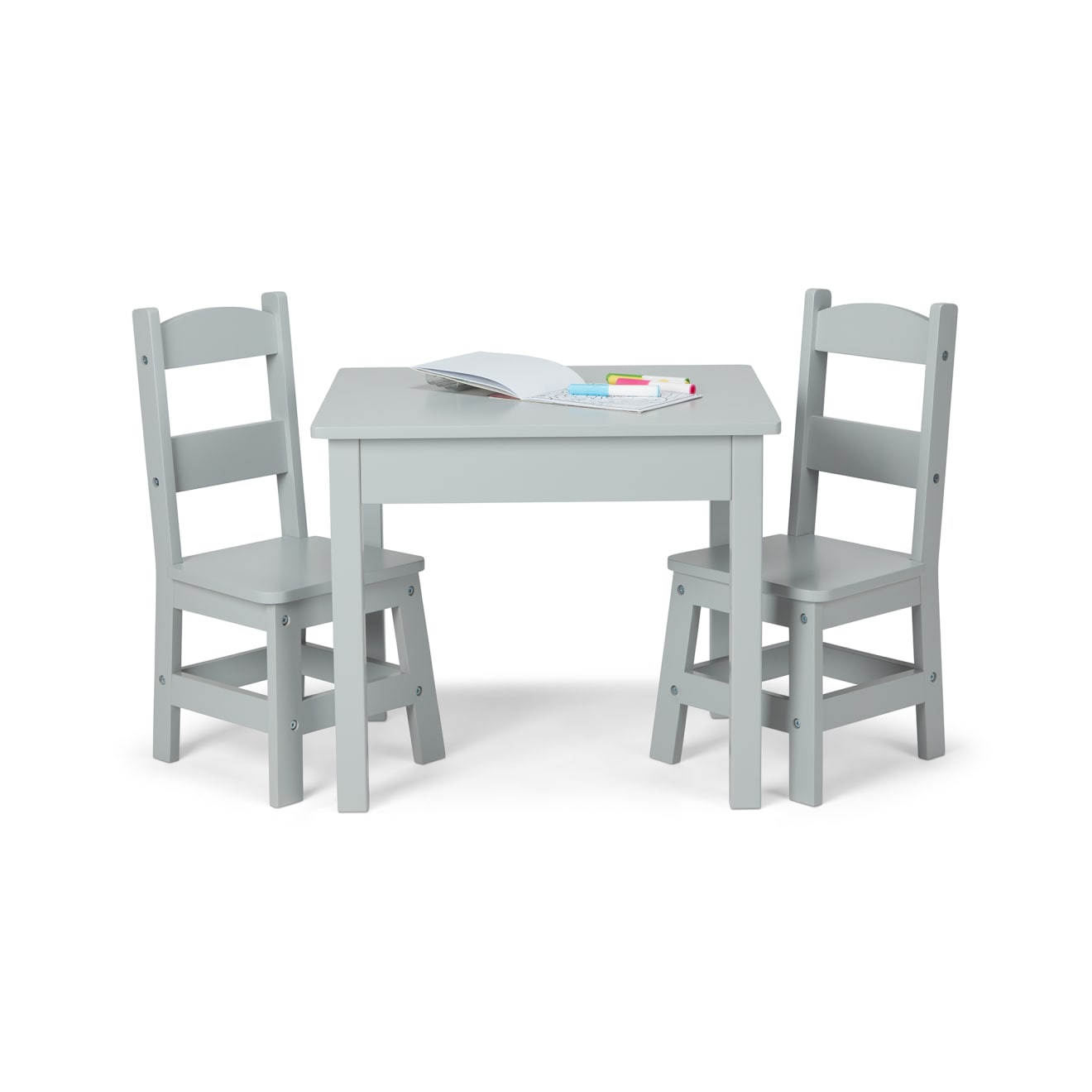 Melissa & Doug Wooden Table & 2 Chairs - Gray - Image 4