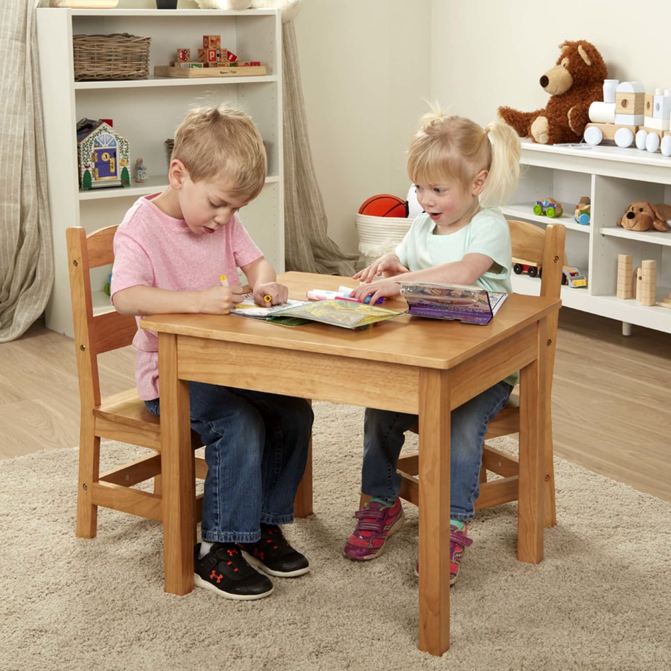 Melissa & Doug Wooden Table & Chairs - Natural - Image 2