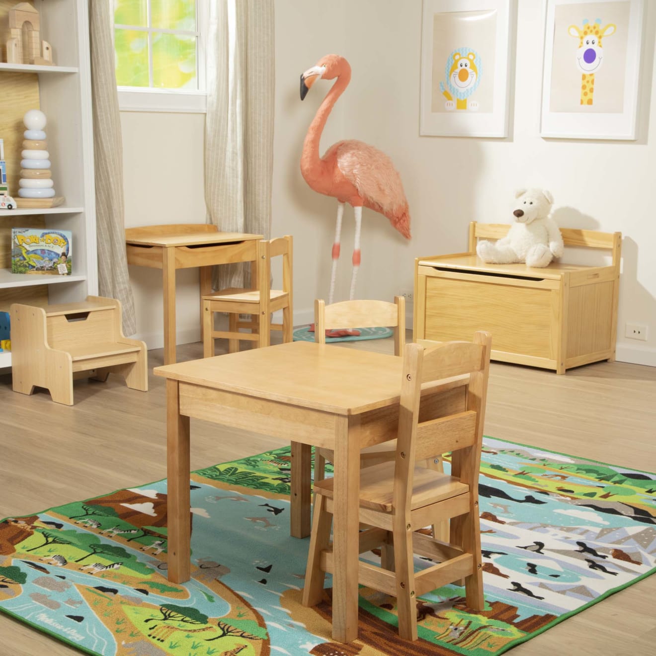Melissa & Doug Wooden Table & Chairs - Natural - Image 6