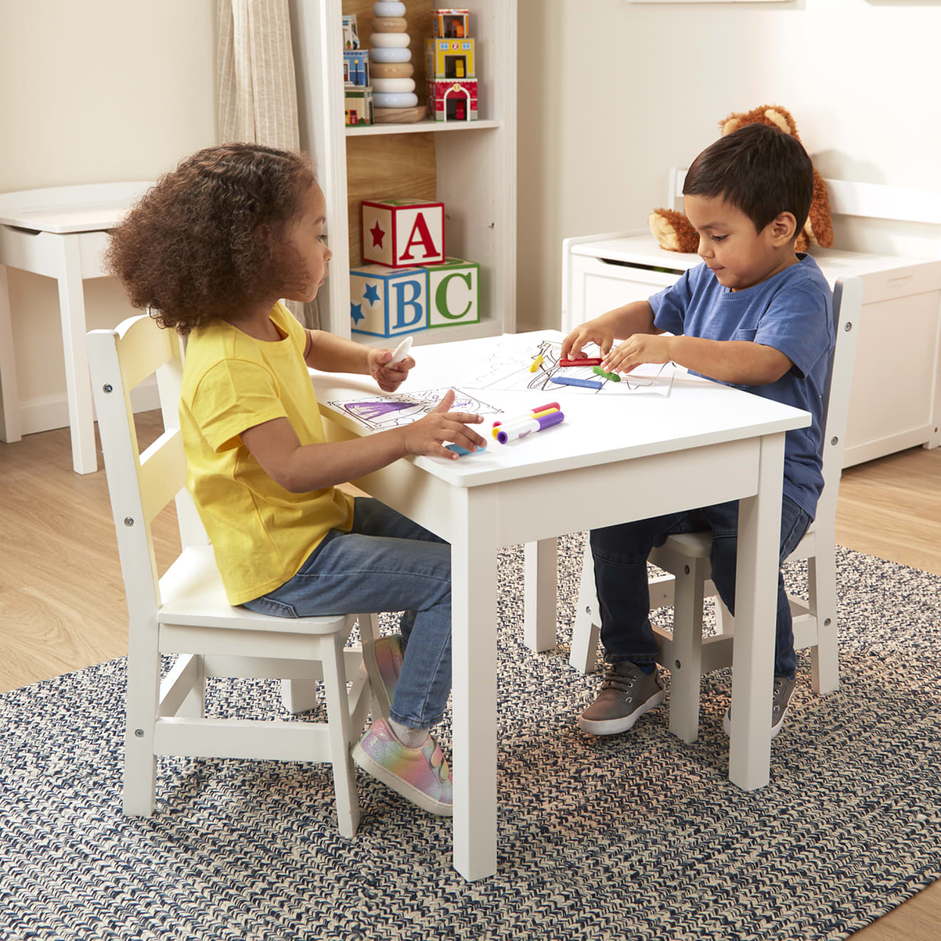 Melissa & Doug Wooden Table & Chairs - White - Image 7