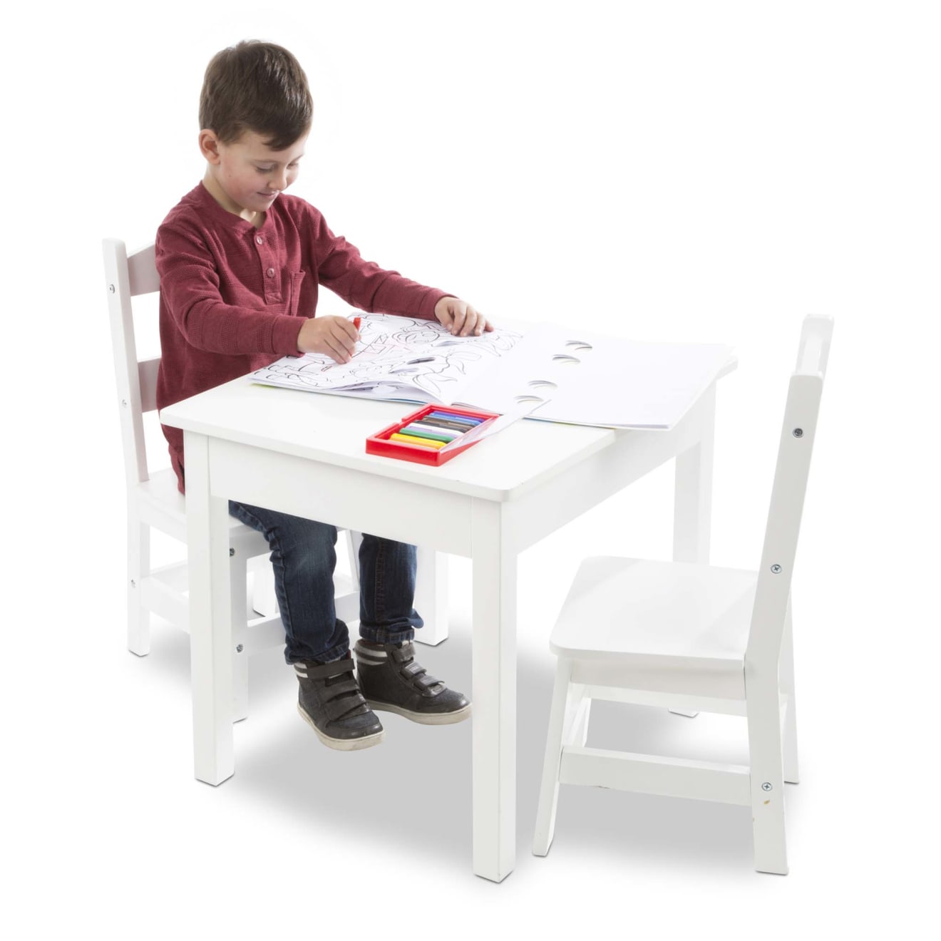 Melissa & Doug Wooden Table & Chairs - White - Image 8