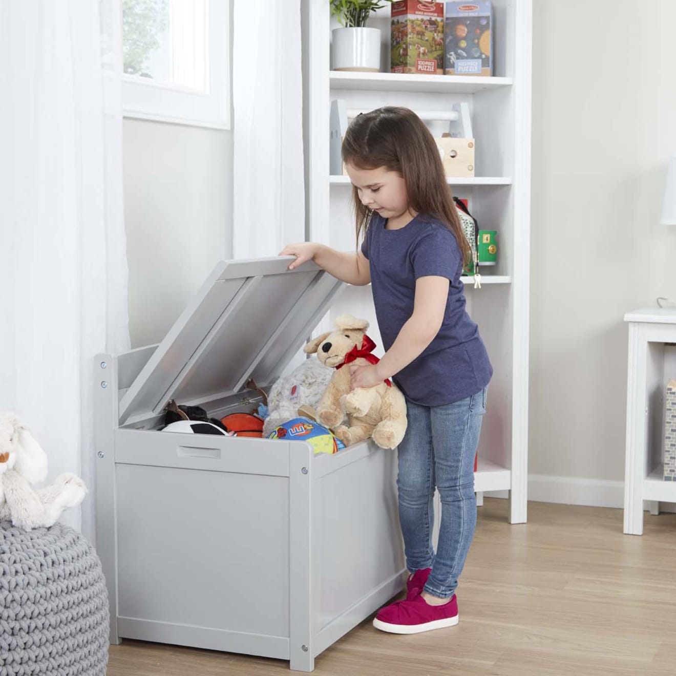Melissa & Doug Wooden Toy Chest (Gray) - Image 2