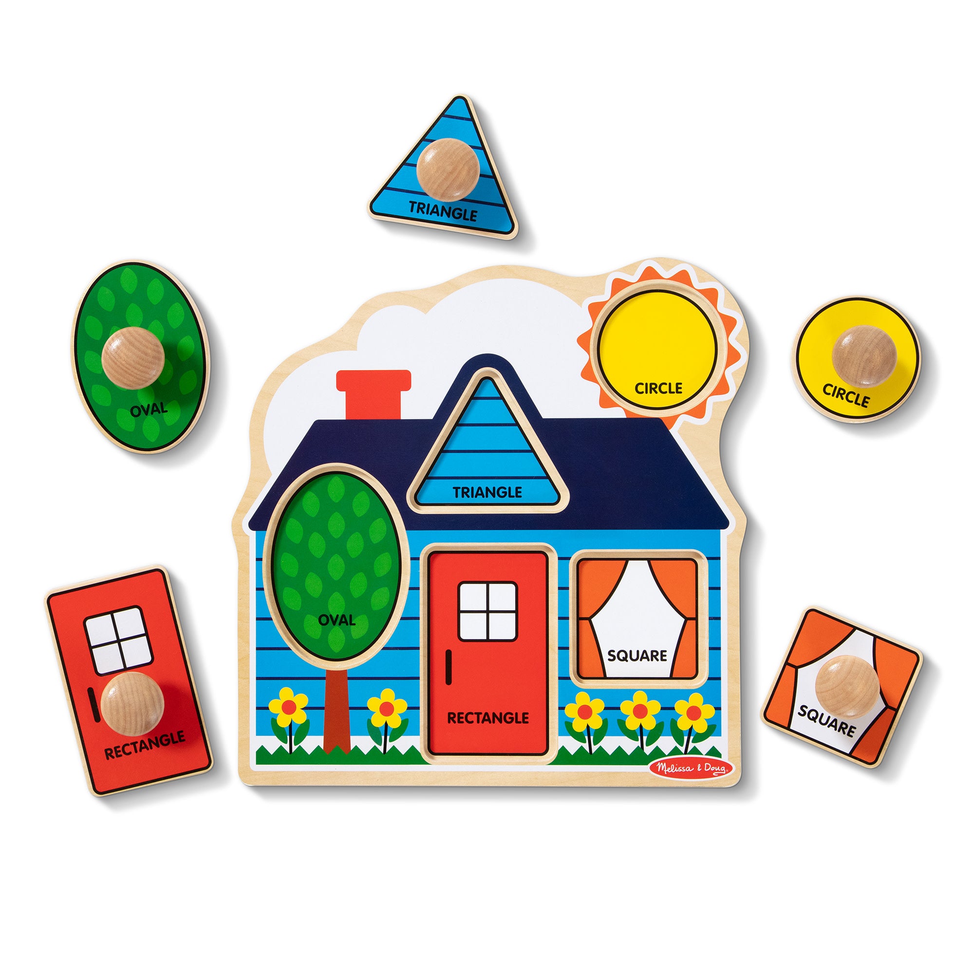 Melissa & Doug First Shapes Jumbo Peg Puzzle - 5 Pieces - Image 4