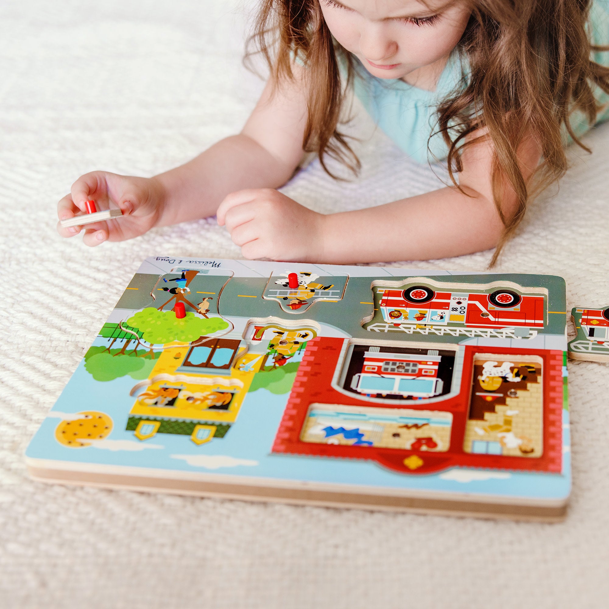 Melissa & Doug Around the Fire Station Sound Puzzle - 8 Pieces - Image 7