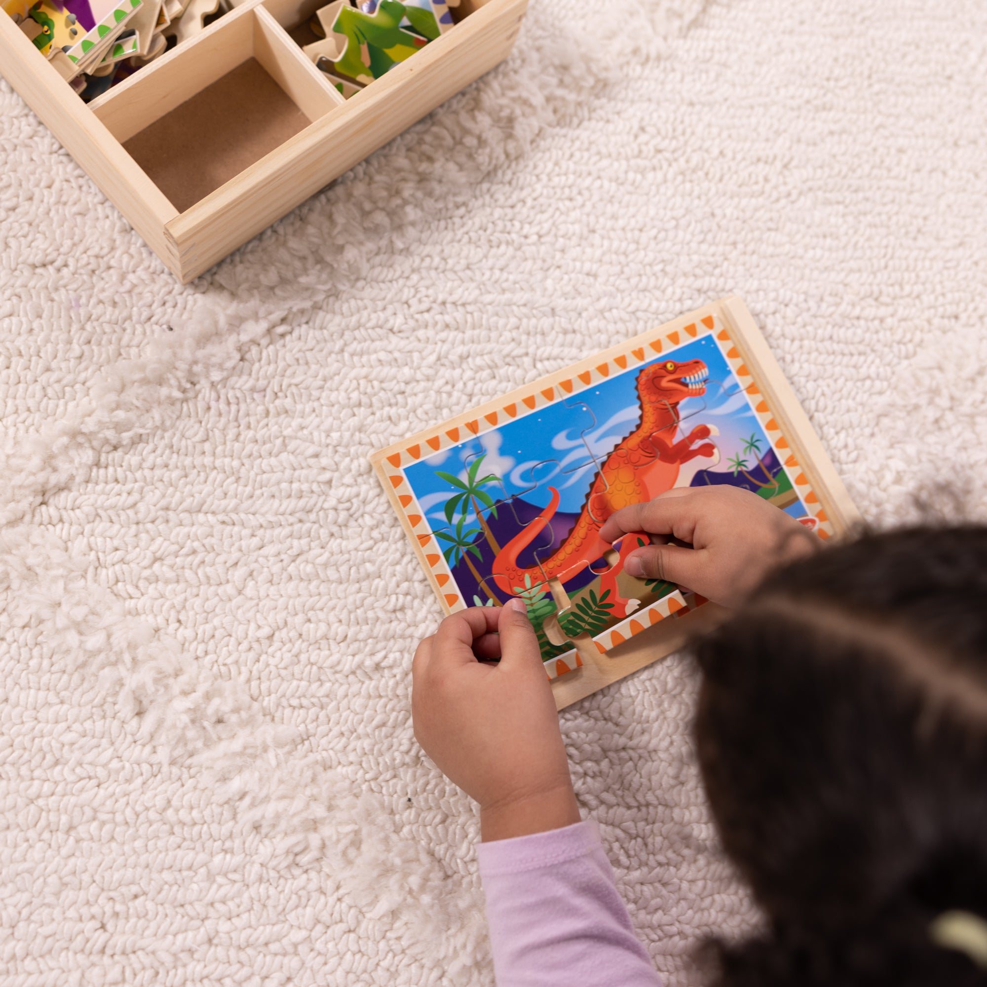 Melissa & Doug Wooden Jigsaw Puzzles in a Box - Dinosaurs - Image 7