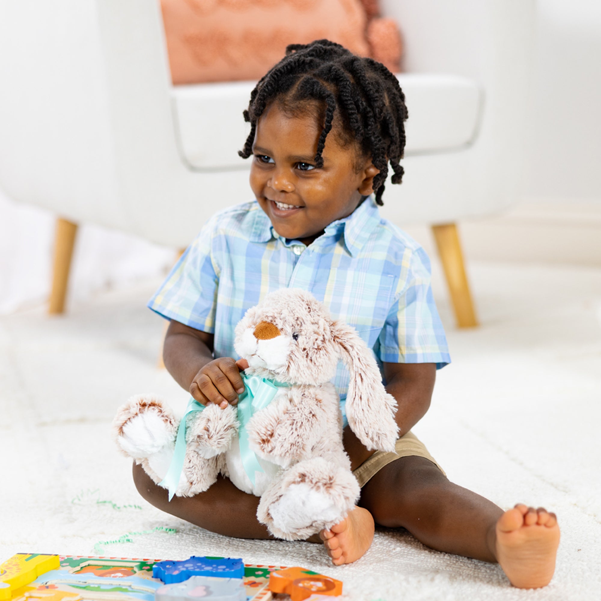 Melissa & Doug Burrow Bunny Rabbit Stuffed Animal - Image 5