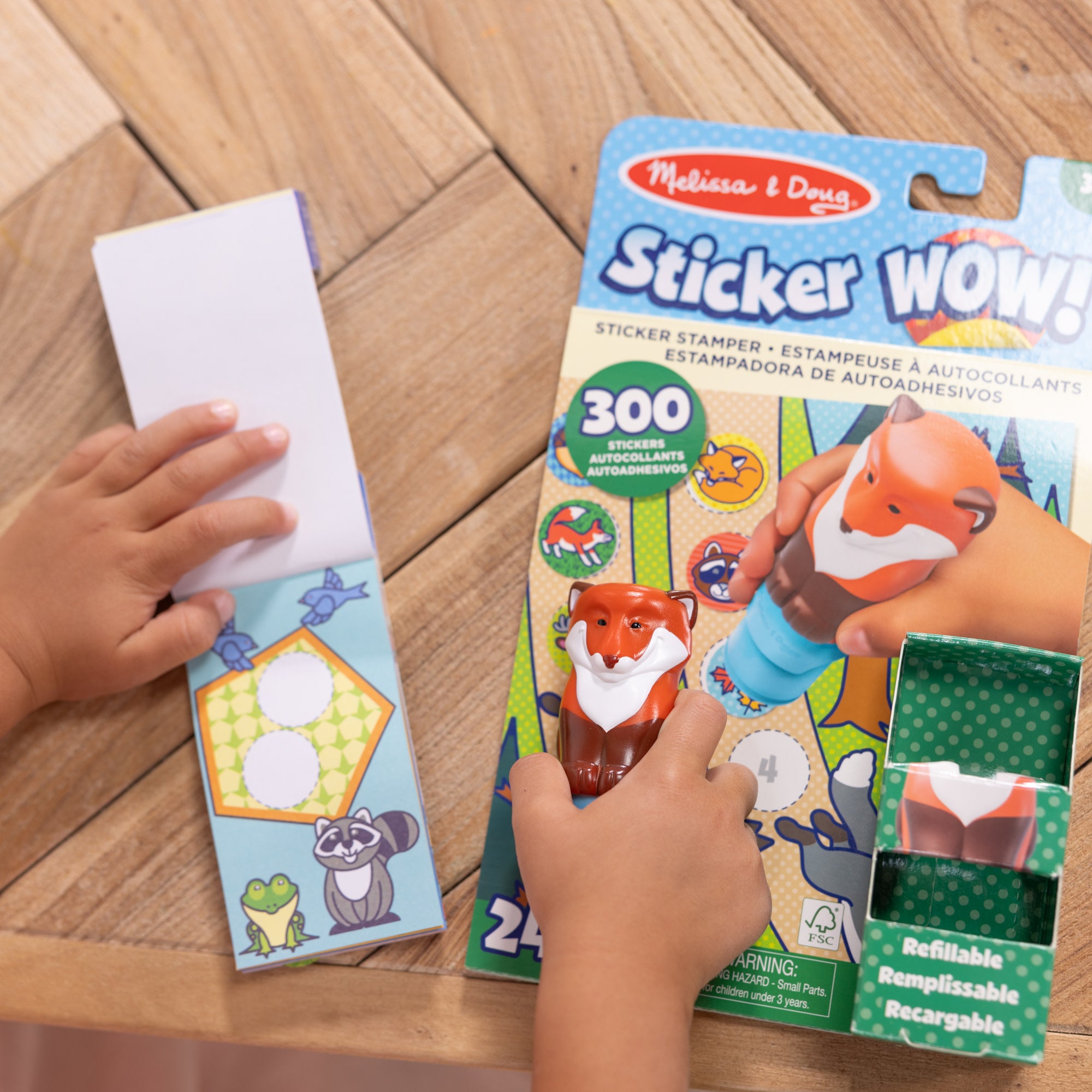 Melissa & Doug Sticker WOW!? Fox Bundle: Activity Pad & Sticker Stamper + Mini Activity Pad and 200 Refill Stickers - Image 6