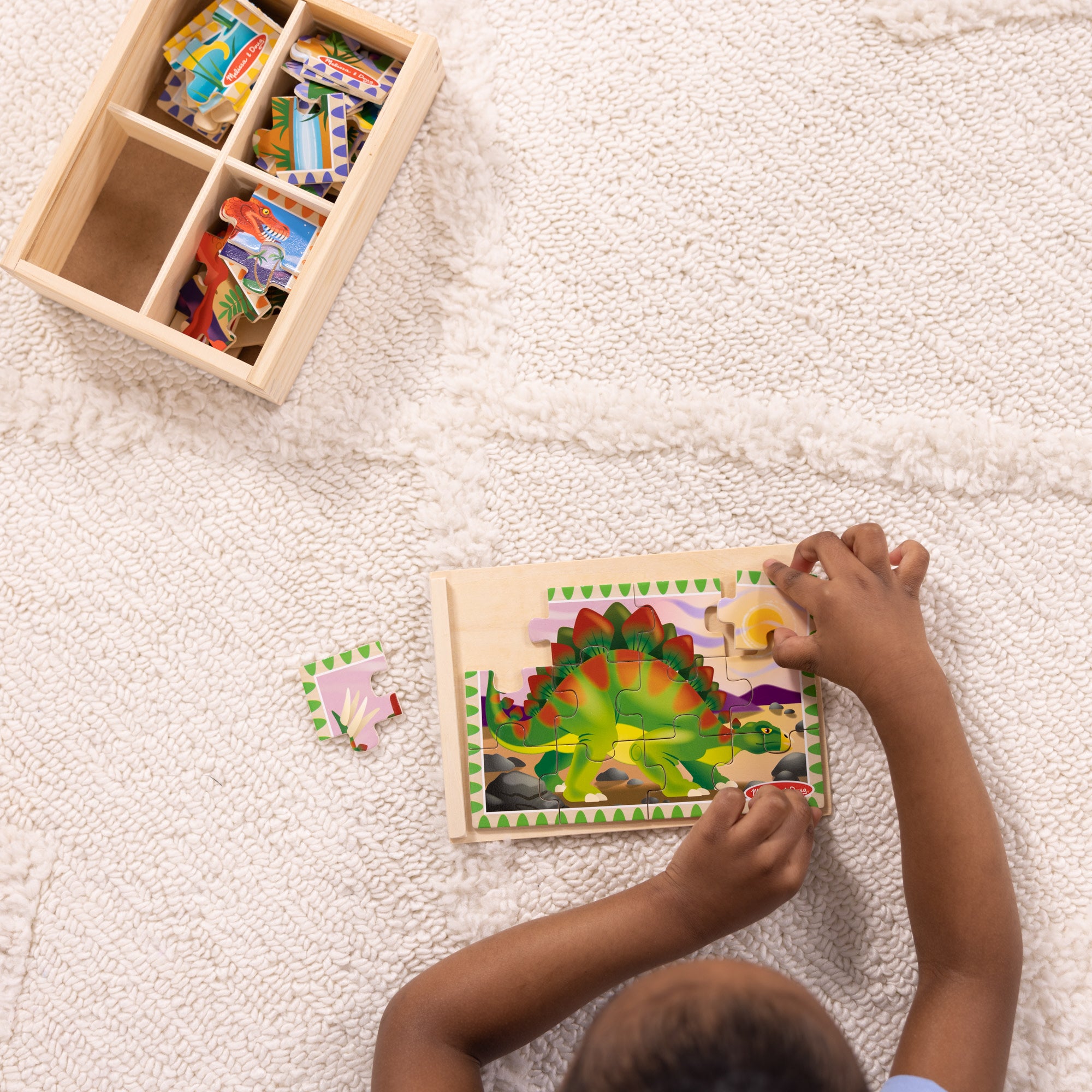 Melissa & Doug Wooden Jigsaw Puzzles in a Box - Dinosaurs - Image 8