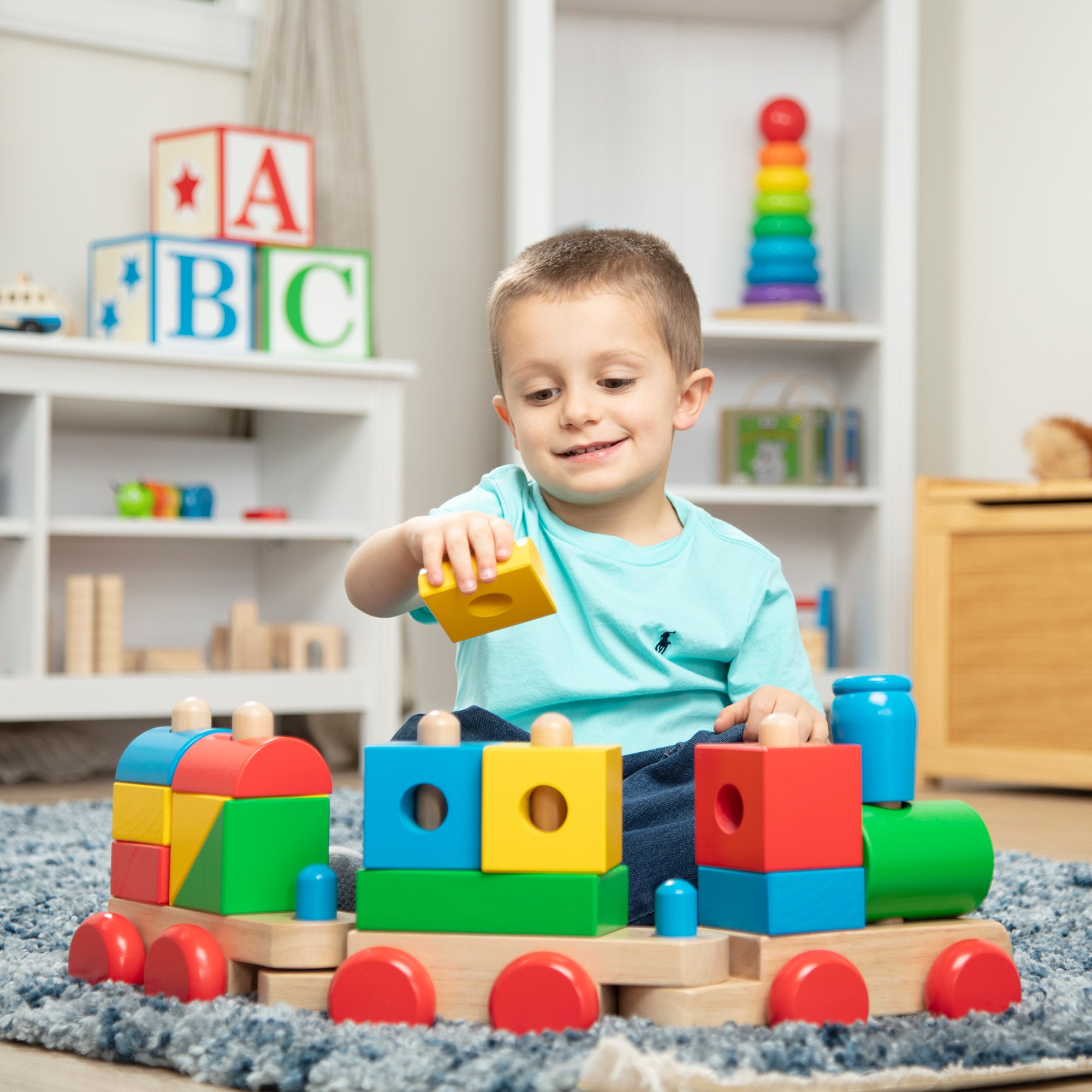 Melissa & Doug Jumbo Wooden Stacking Train ?C Classic - Image 5