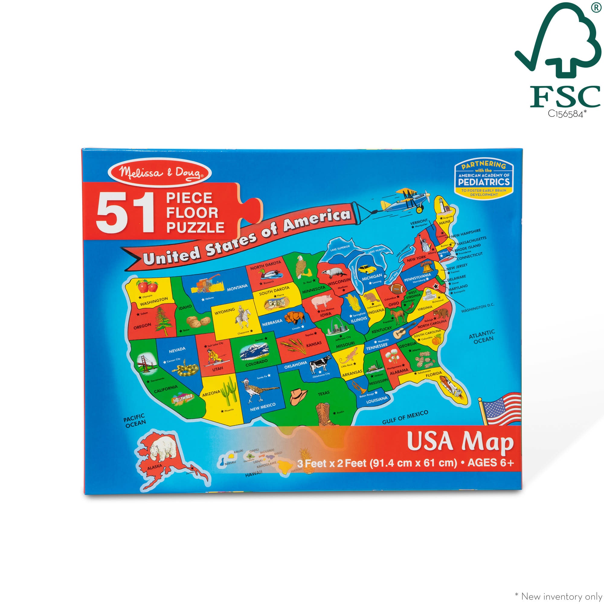 Melissa & Doug USA Map Floor Puzzle - 51 Pieces - Image 3