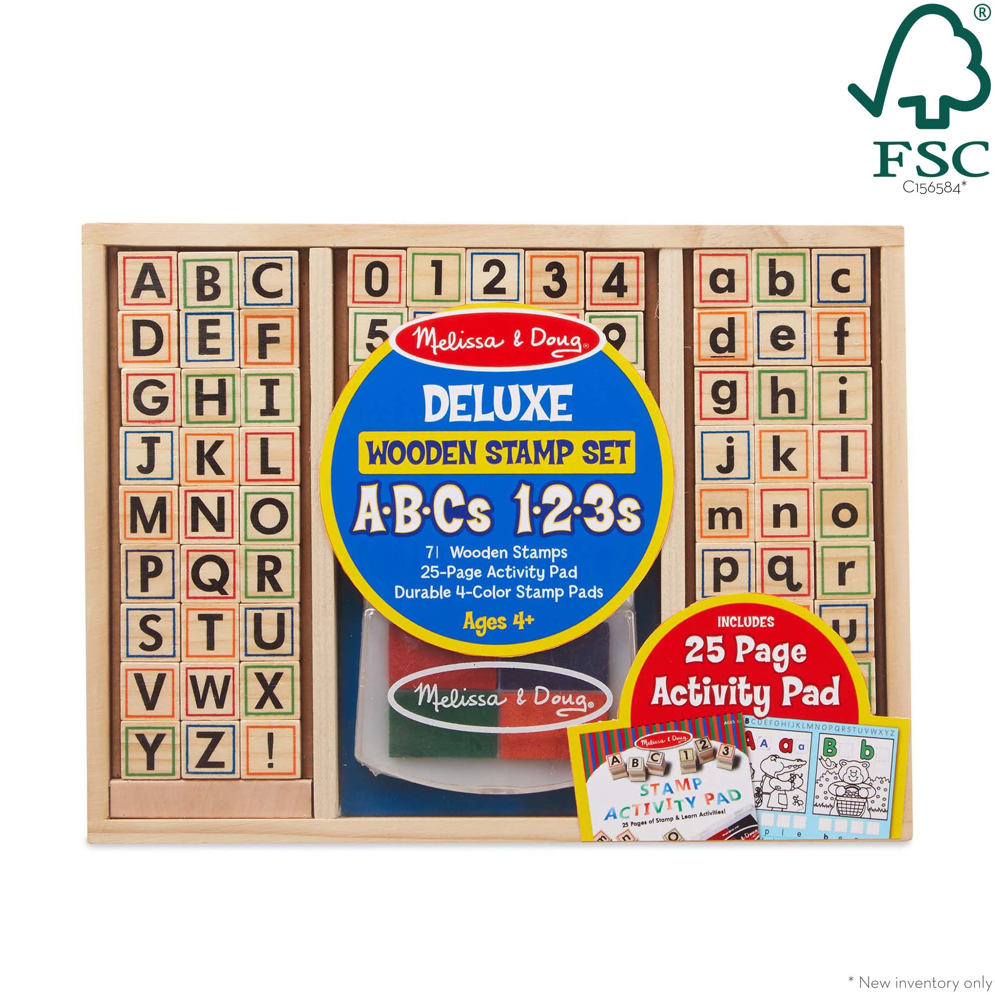 Melissa & Doug Deluxe Wooden Stamp Set - ABCs 123s - Image 3
