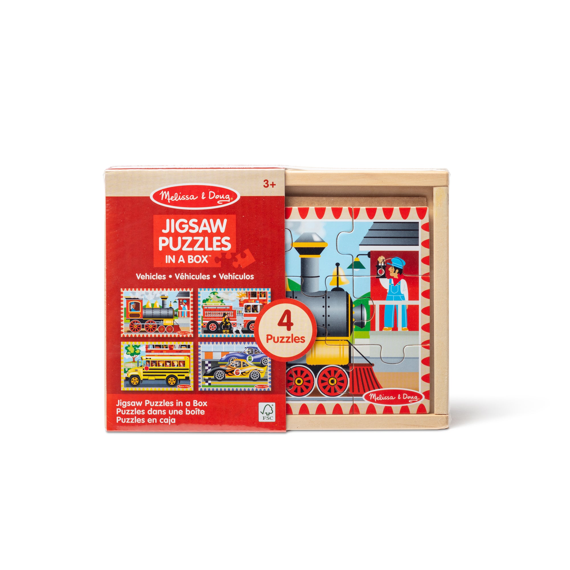 Melissa & Doug Wooden Jigsaw Puzzles in a Box - Vehicles - Image 3