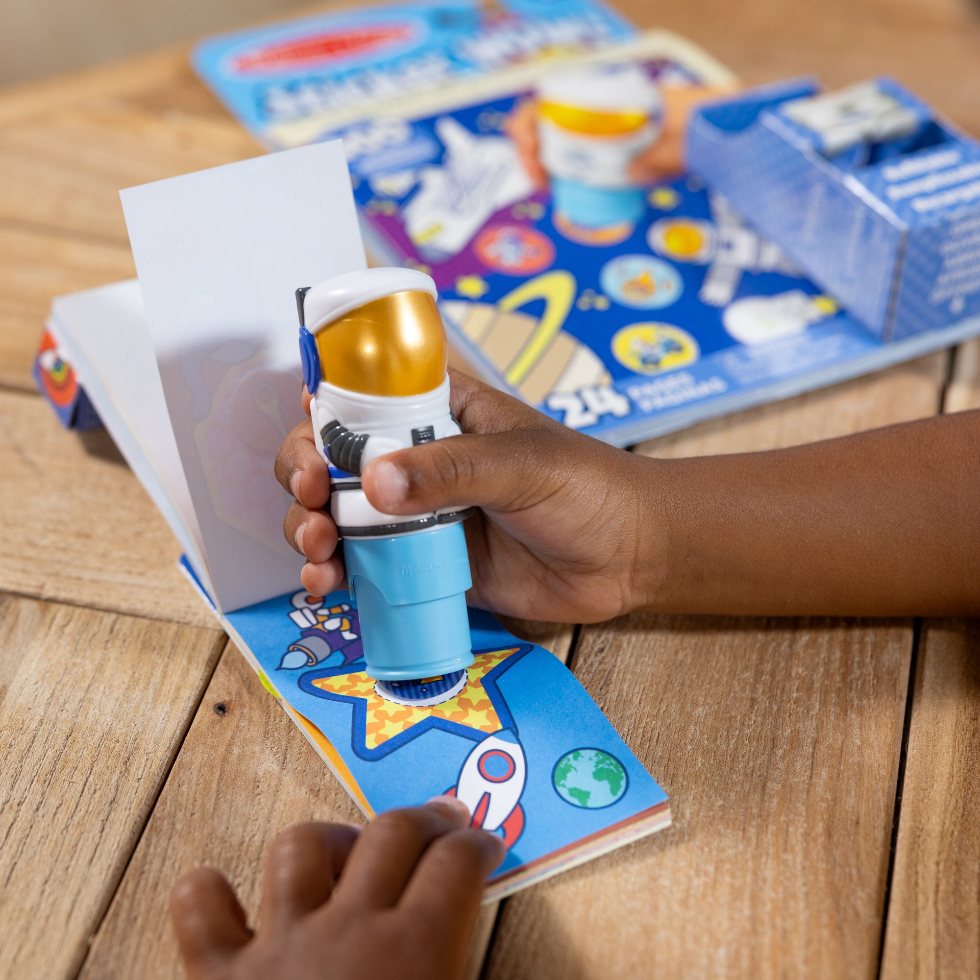 Melissa & Doug Sticker WOW!? Astronaut Bundle: Activity Pad & Sticker Stamper + Mini Activity Pad and 200 Refill Stickers - Image 6