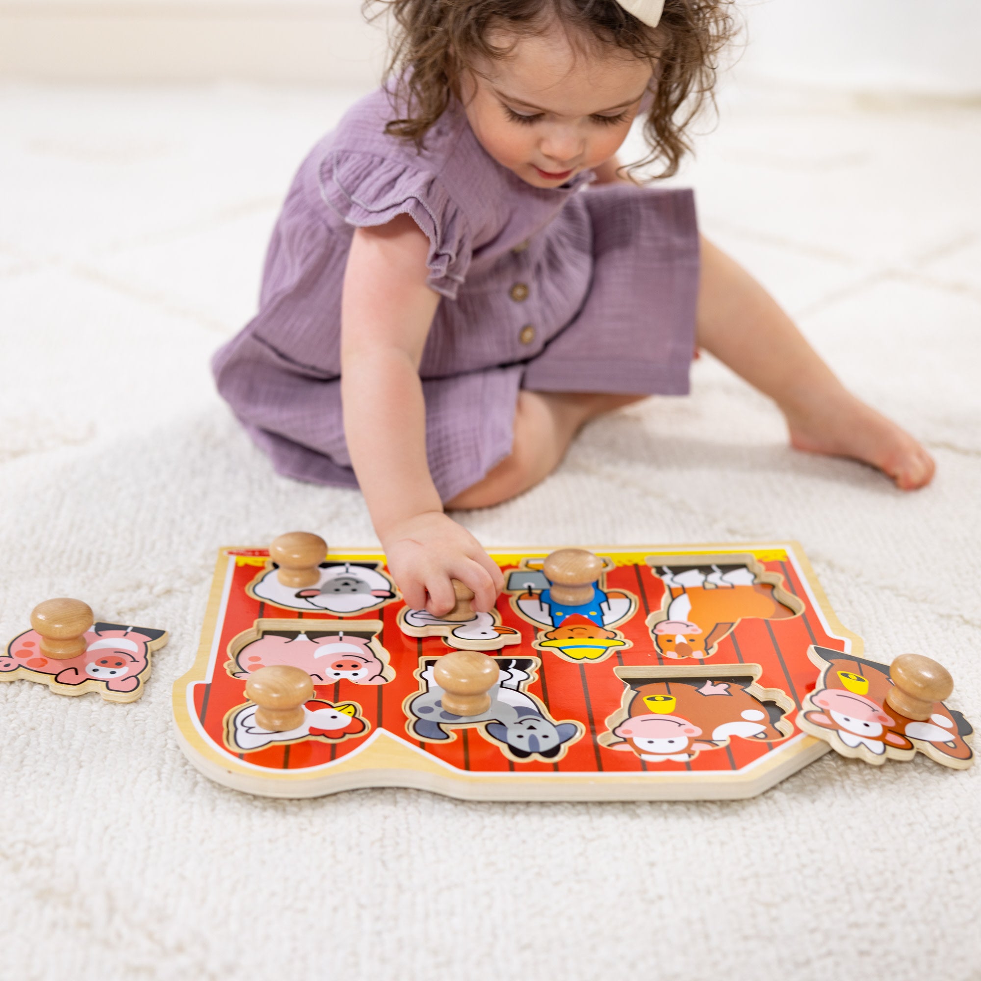Melissa & Doug Farm Friends Jumbo Peg Puzzle - 8 Pieces - Image 2