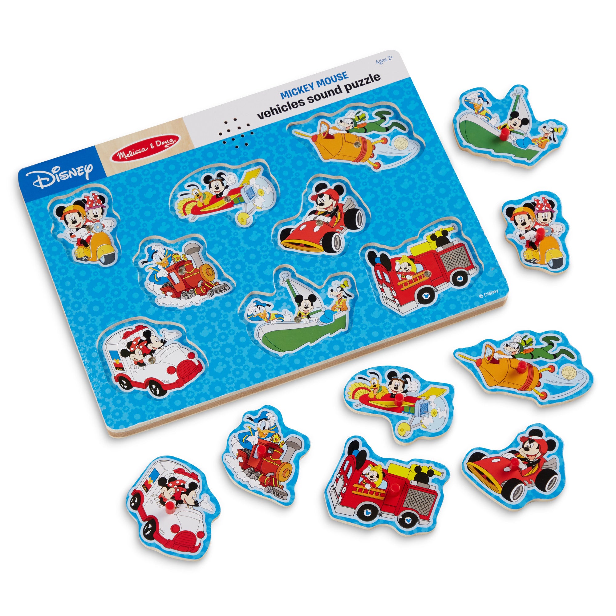 Melissa & Doug Disney Mickey Mouse & Friends Vehicles Sound Puzzle - 8 Pieces - Image 3