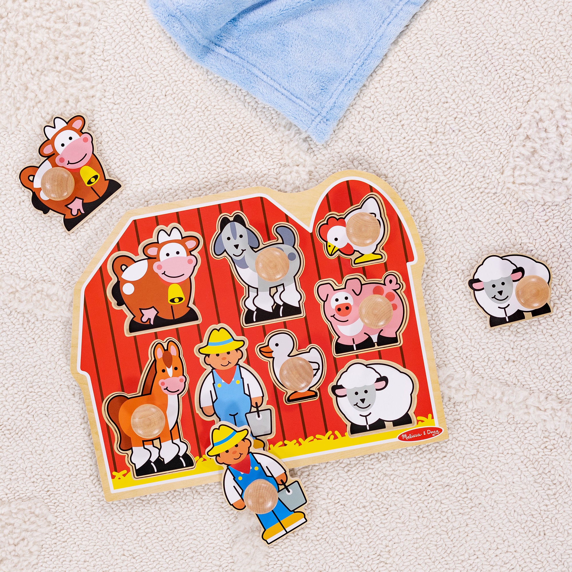 Melissa & Doug Farm Friends Jumbo Peg Puzzle - 8 Pieces - Image 9