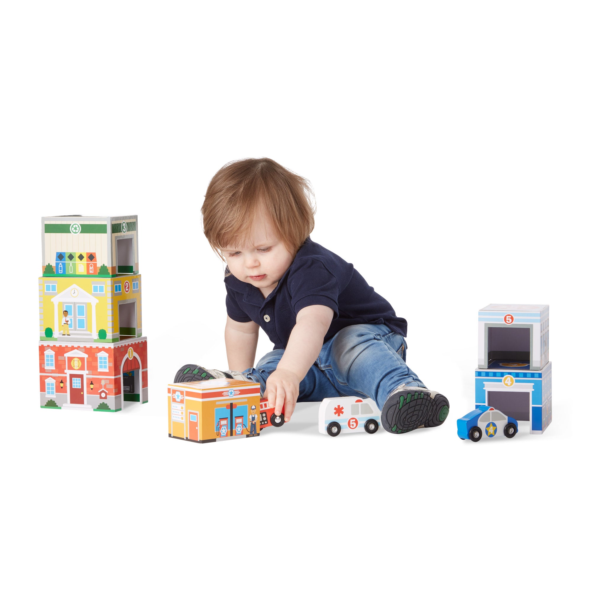 Melissa & Doug Nesting & Sorting Buildings & Vehicles - Image 8