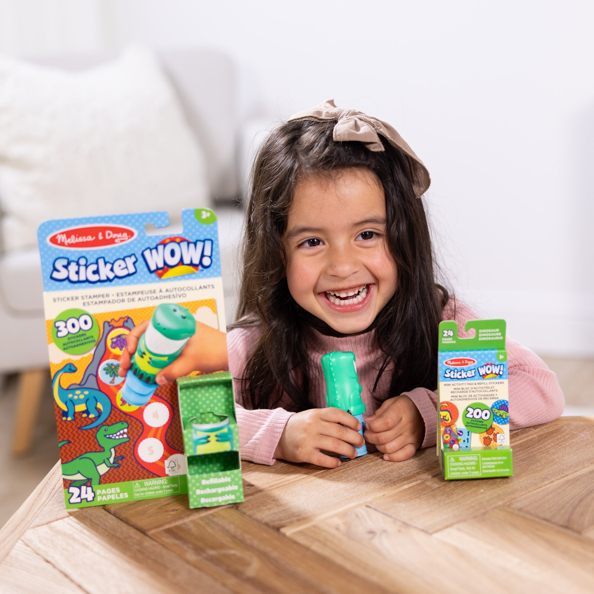 Melissa & Doug Sticker WOW!? Dinosaur Bundle: Activity Pad & Sticker Stamper + Mini Activity Pad and 200 Refill Stickers - Image 8