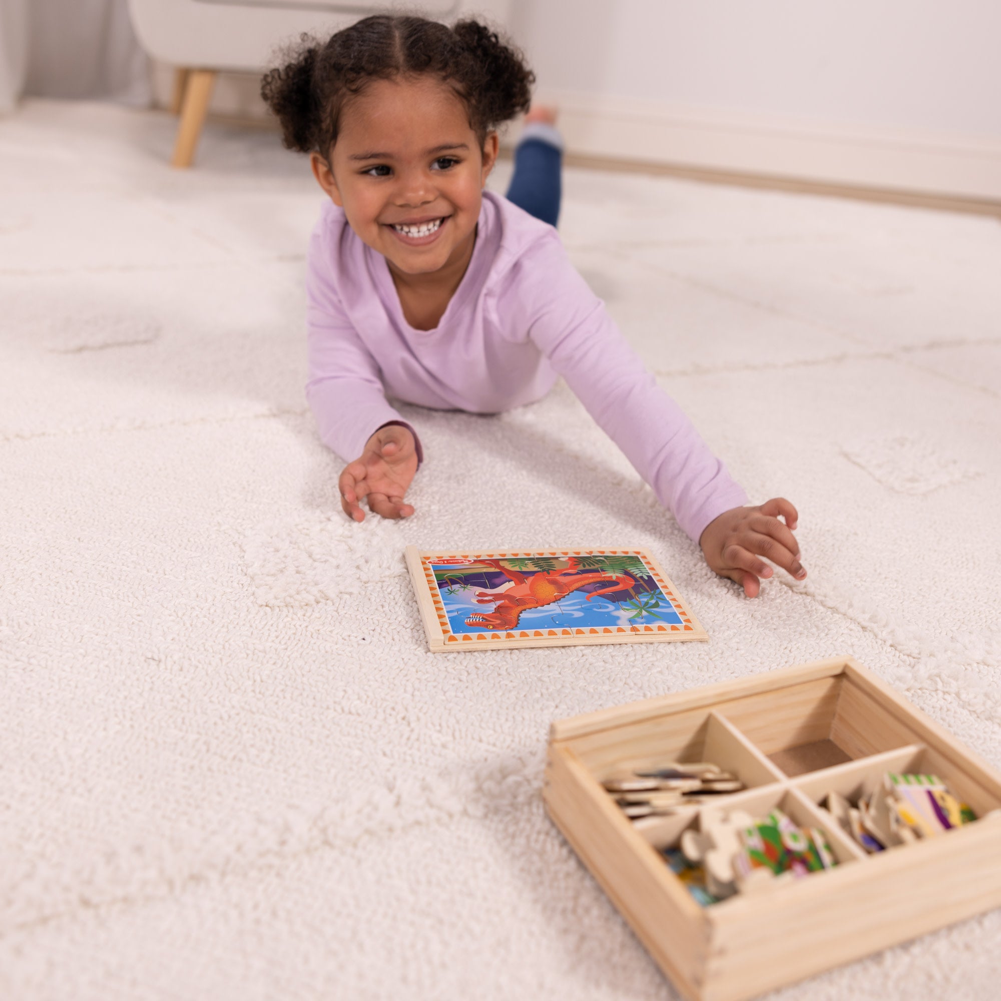 Melissa & Doug Wooden Jigsaw Puzzles in a Box - Dinosaurs - Image 4