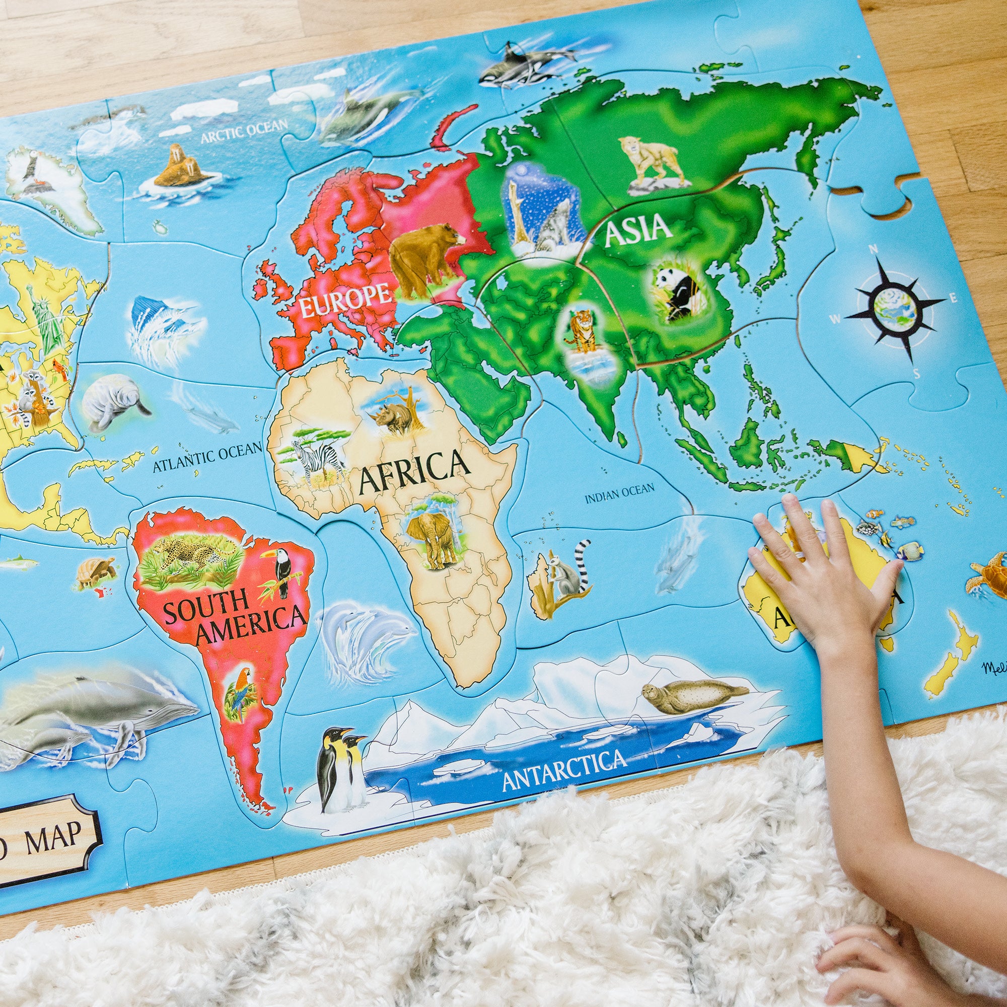 Melissa & Doug World Map Floor Puzzle - 33 Pieces - Image 7
