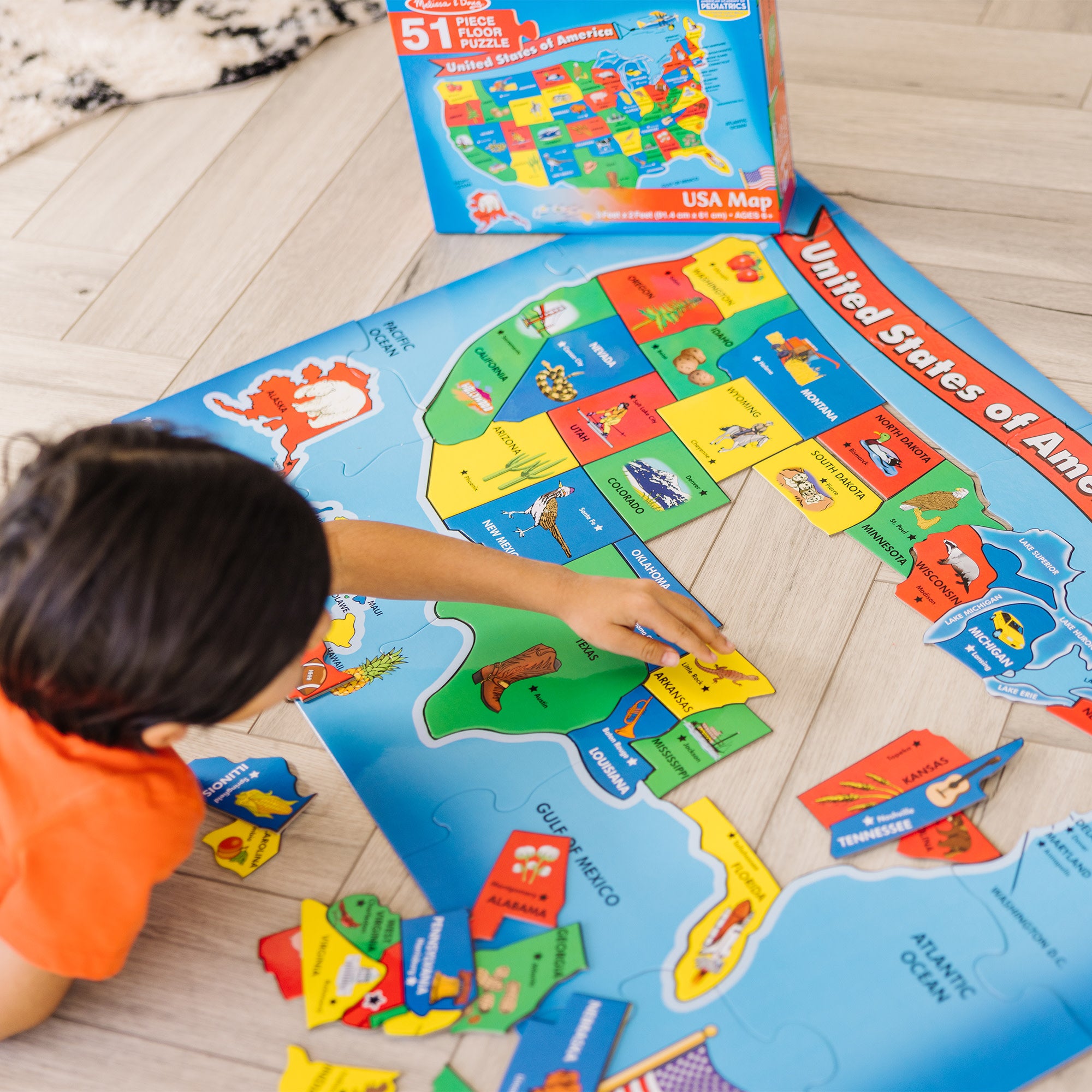 Melissa & Doug USA Map Floor Puzzle - 51 Pieces - Image 2