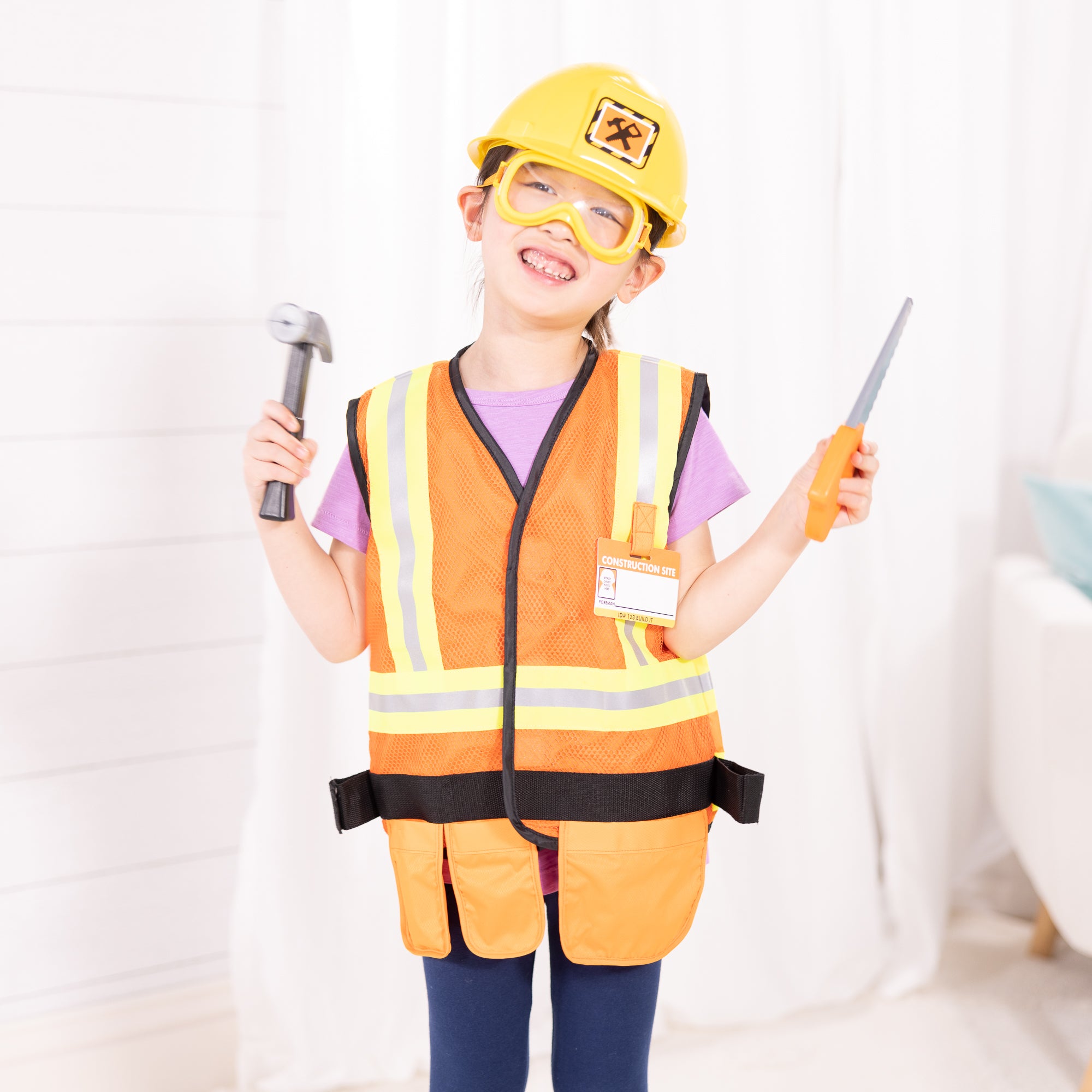 Melissa & Doug Construction Worker Costume Role Play Set - Image 2