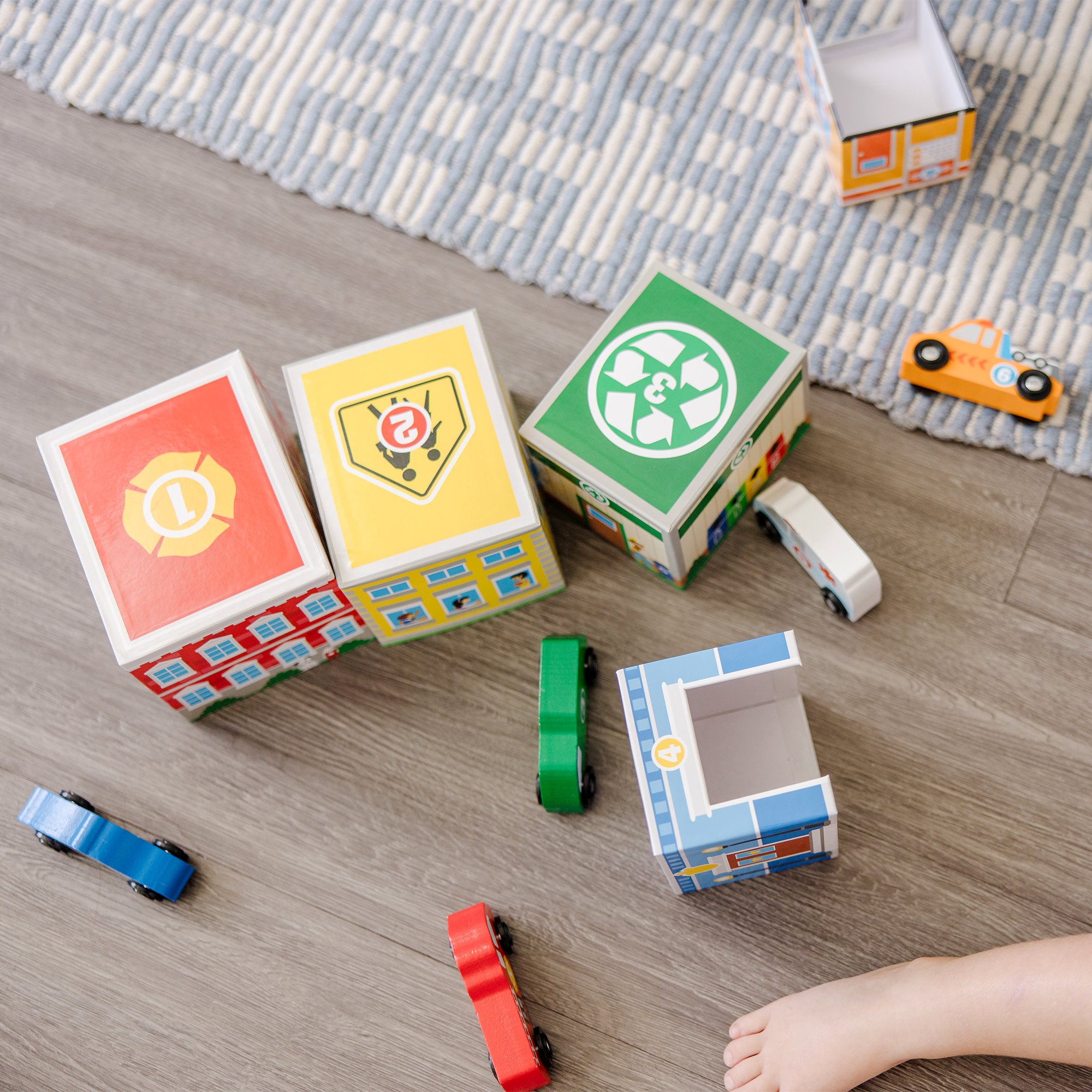 Melissa & Doug Nesting & Sorting Buildings & Vehicles - Image 6