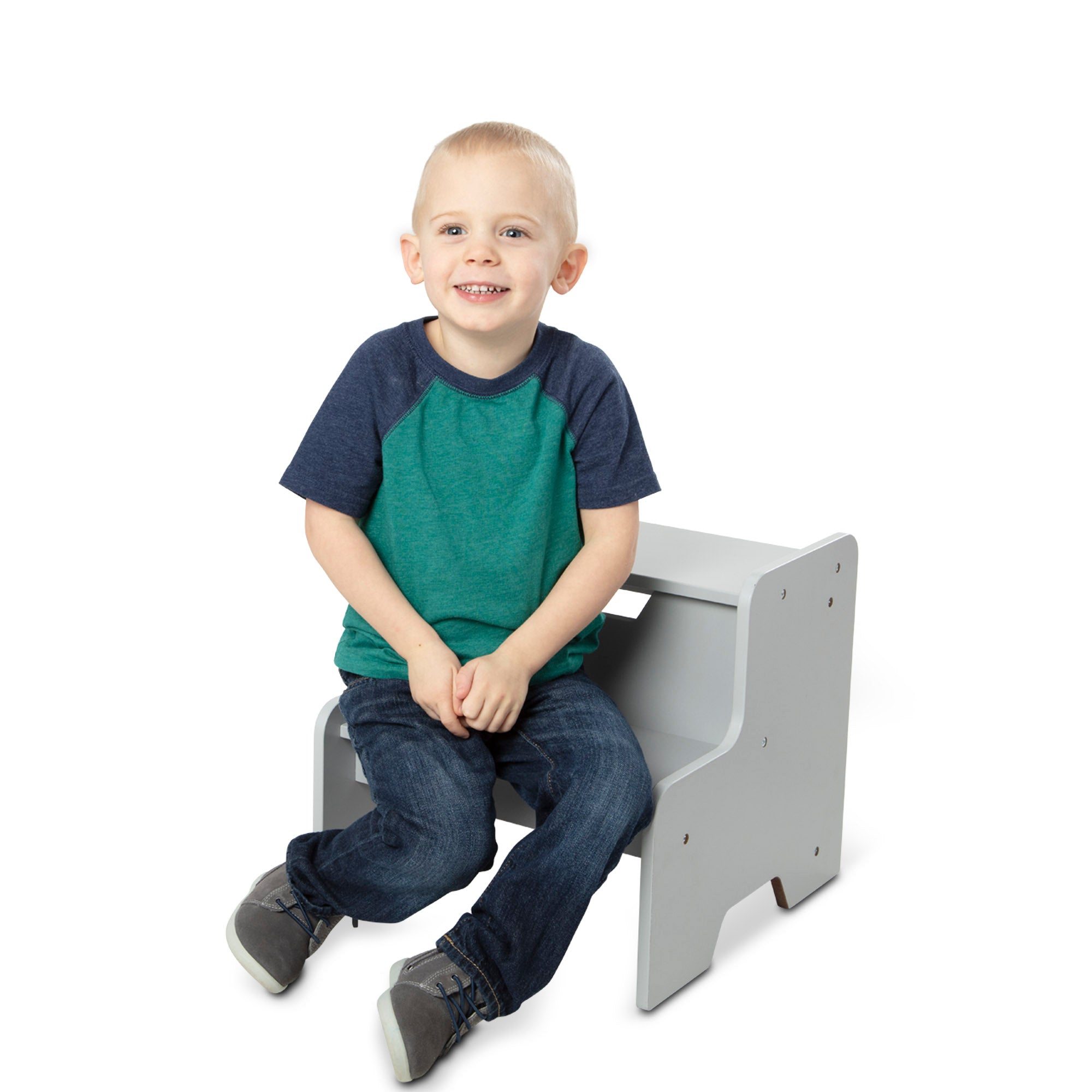 Melissa & Doug Wooden Step Stool ?C Gray - Image 8