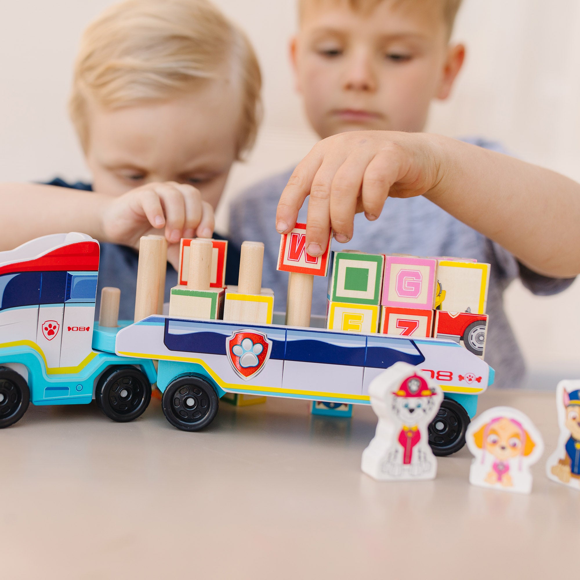 Melissa & Doug PAW Patrol Wooden ABC Block Truck - Image 7