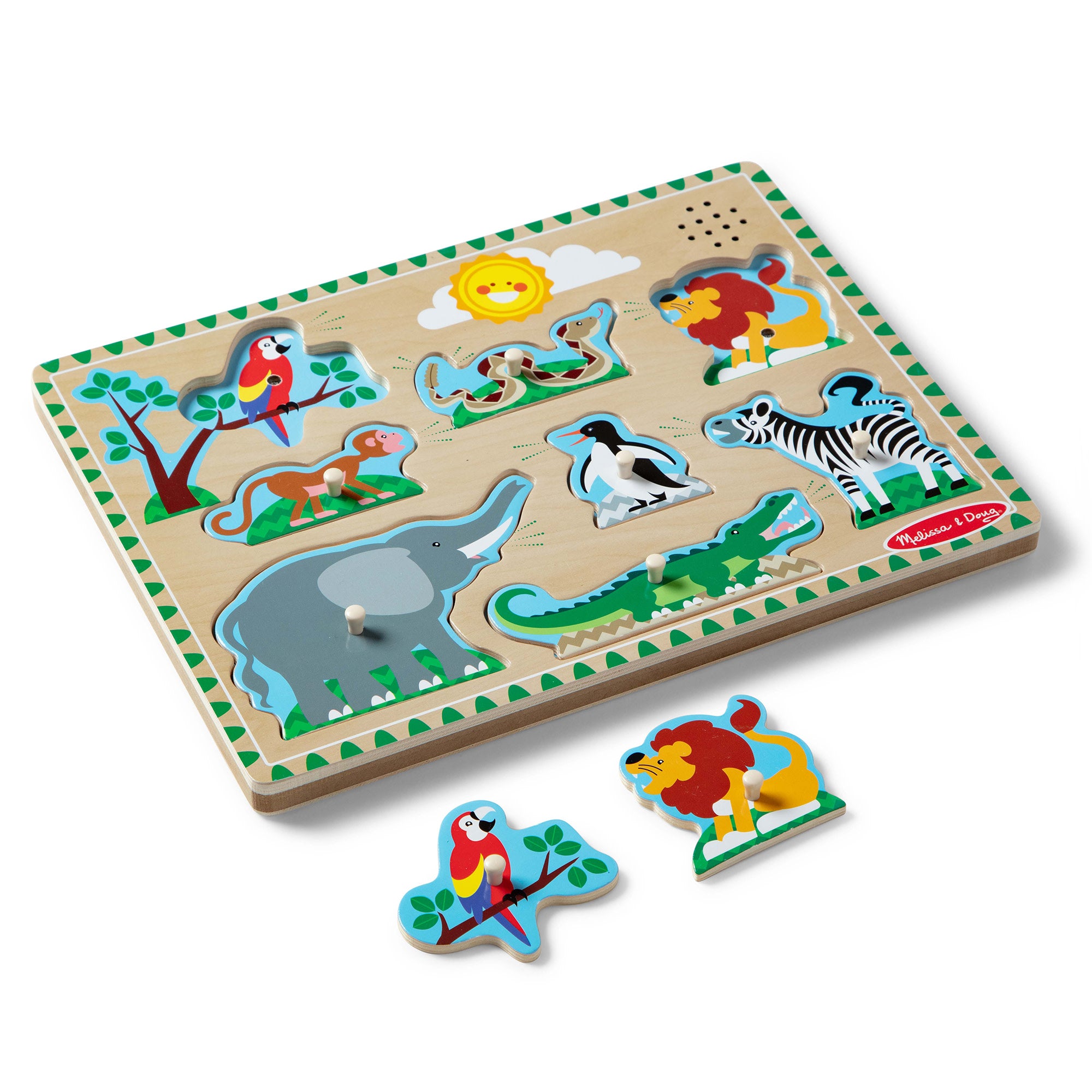 Melissa & Doug Zoo Animals Sound Puzzle - 8 Pieces - Image 4