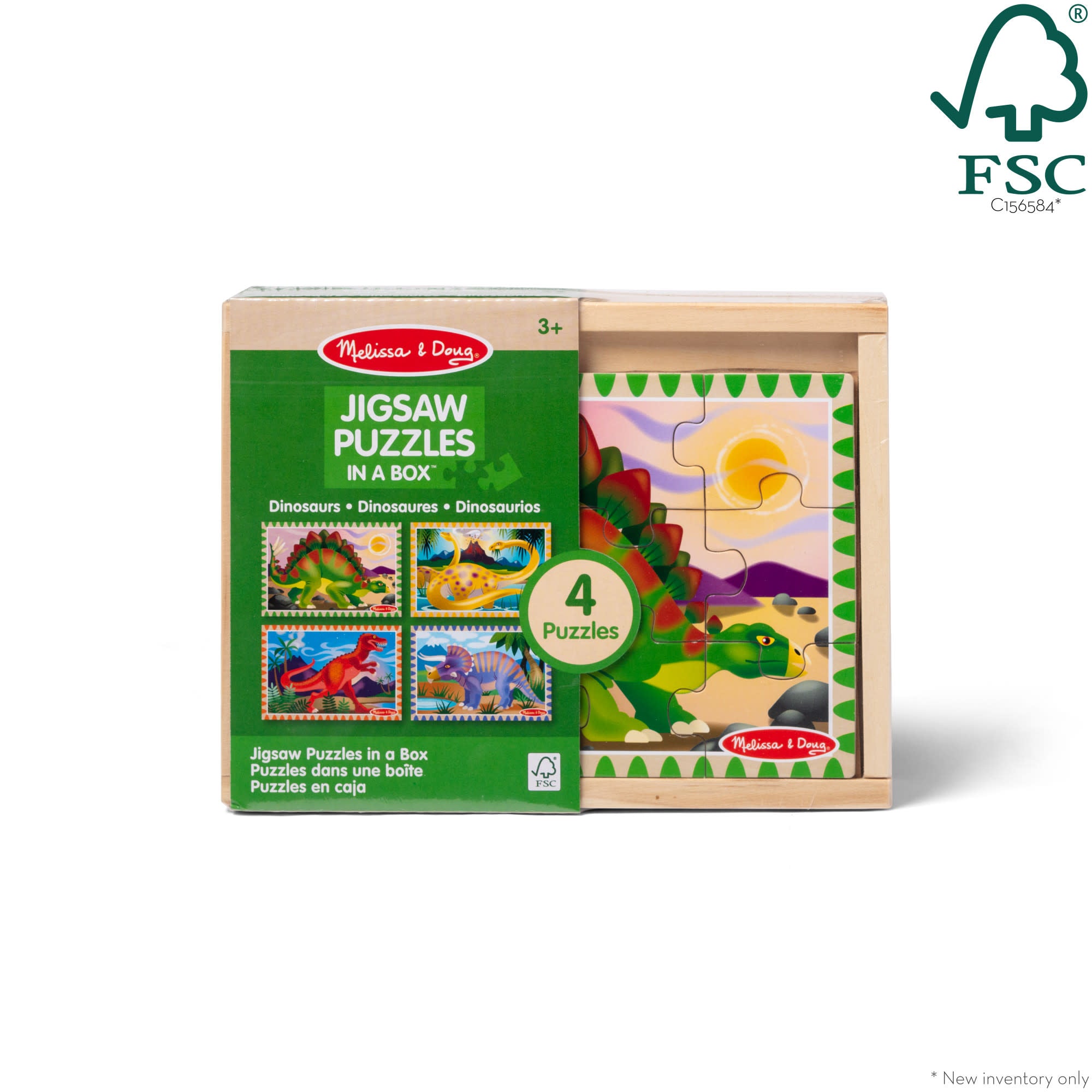 Melissa & Doug Wooden Jigsaw Puzzles in a Box - Dinosaurs - Image 3