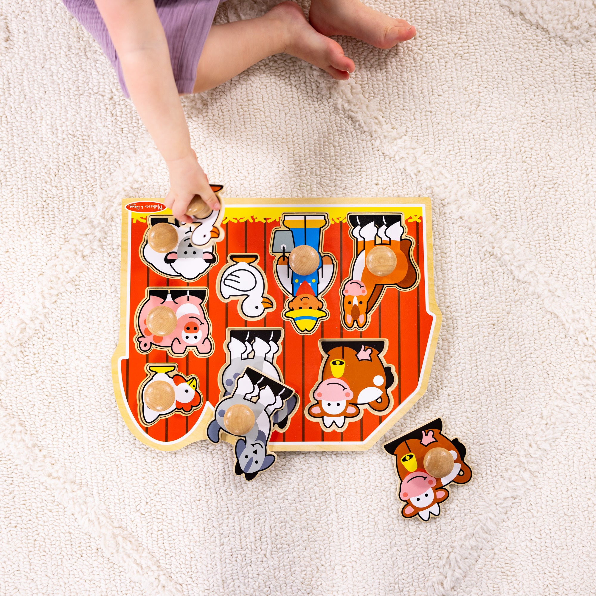 Melissa & Doug Farm Friends Jumbo Peg Puzzle - 8 Pieces - Image 5