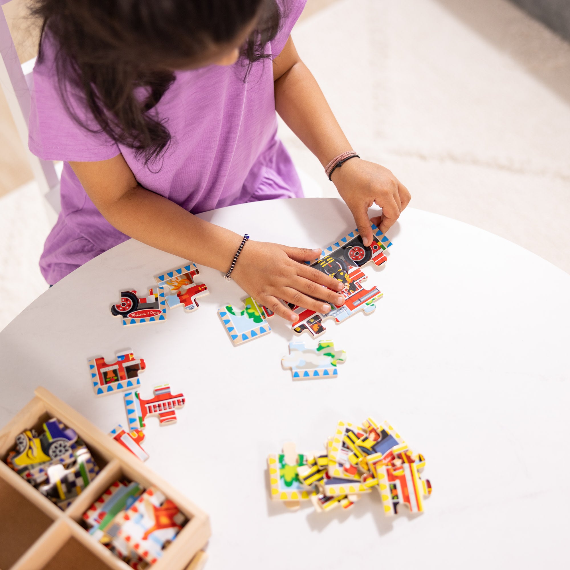 Melissa & Doug Wooden Jigsaw Puzzles in a Box - Vehicles - Image 5