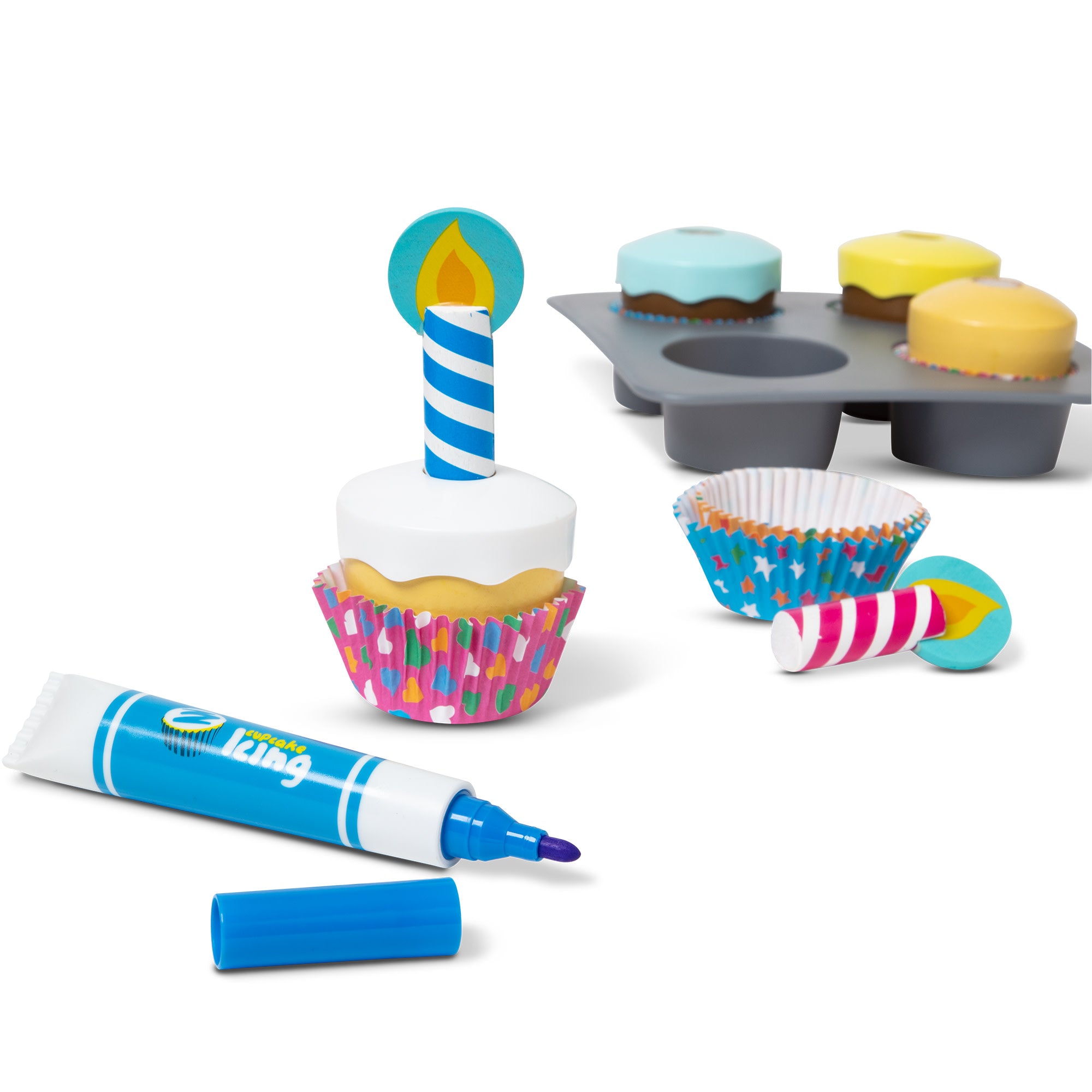 Melissa & Doug Bake & Decorate Wooden Cupcake Play Set - Image 4