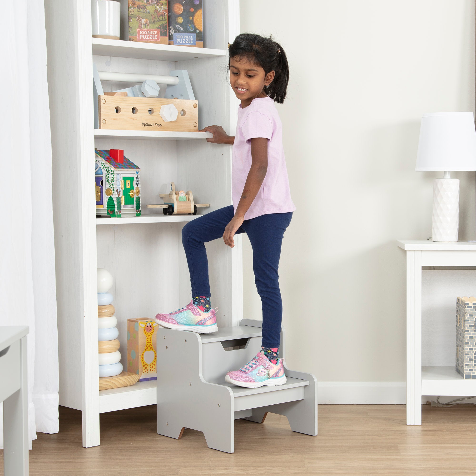 Melissa & Doug Wooden Step Stool ?C Gray - Image 7
