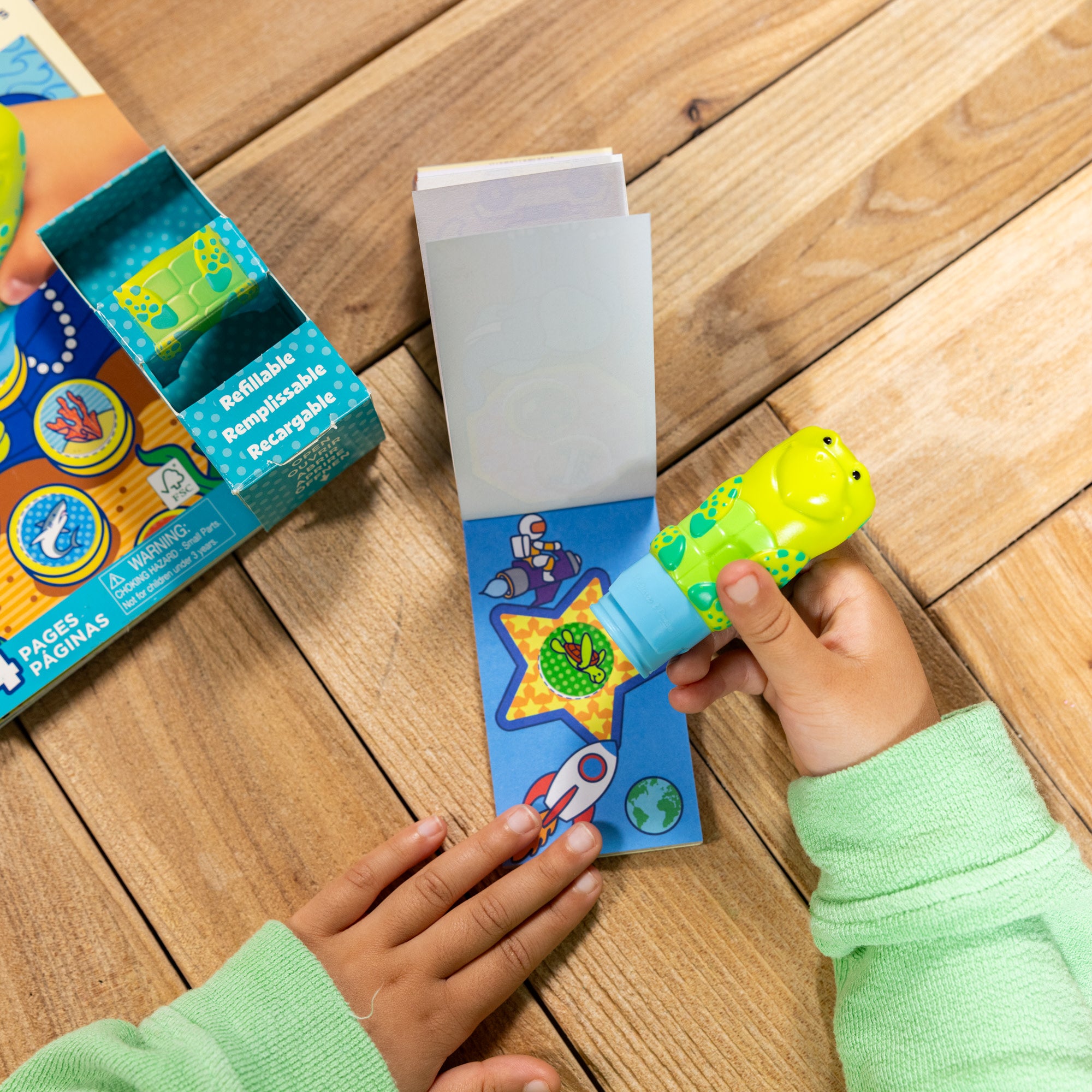 Melissa & Doug Sticker WOW!? Sea Turtle Bundle: Activity Pad & Sticker Stamper + Mini Activity Pad and 200 Refill Stickers - Image 8