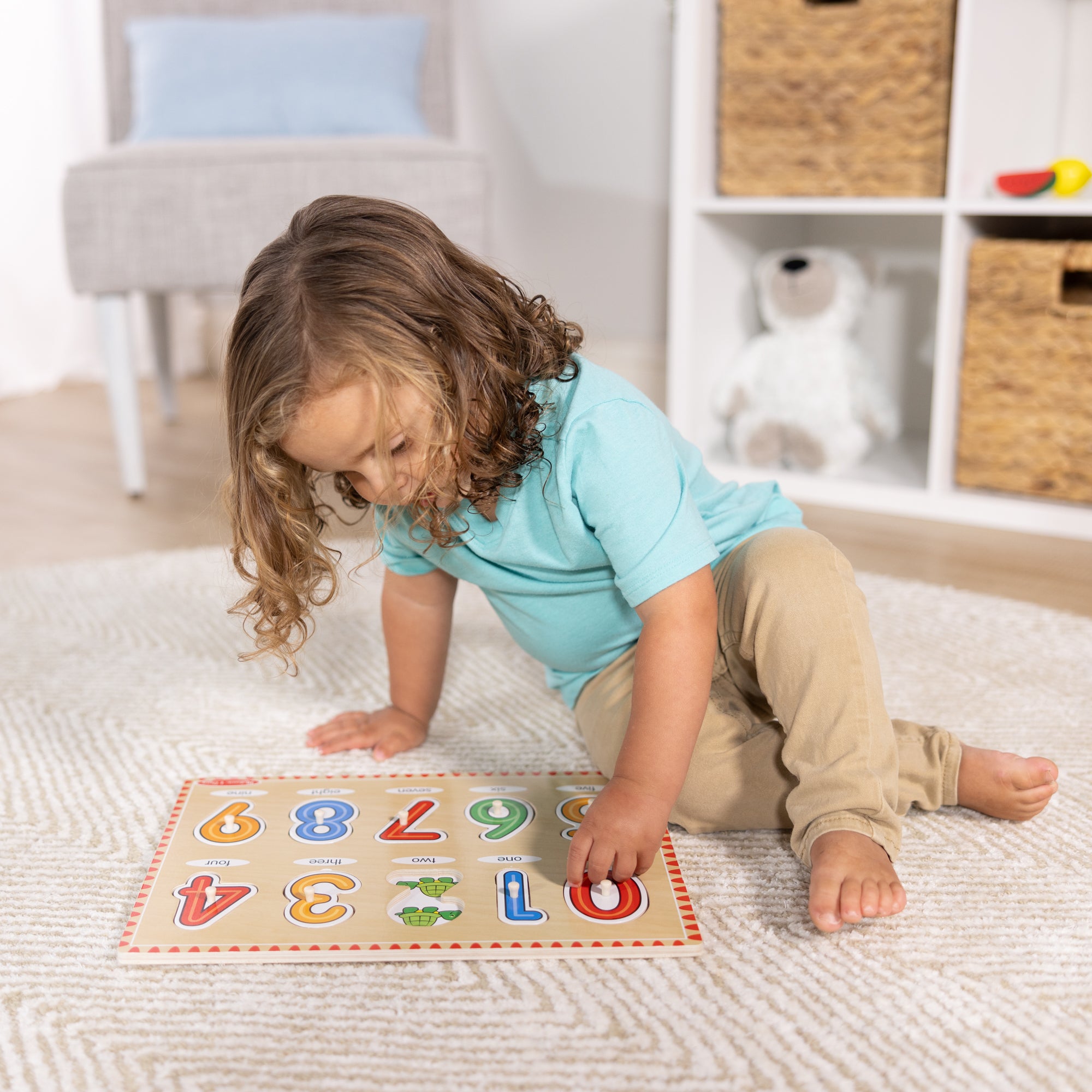Melissa & Doug Lift & See Numbers Peg Puzzle - 10 Pieces - Image 2