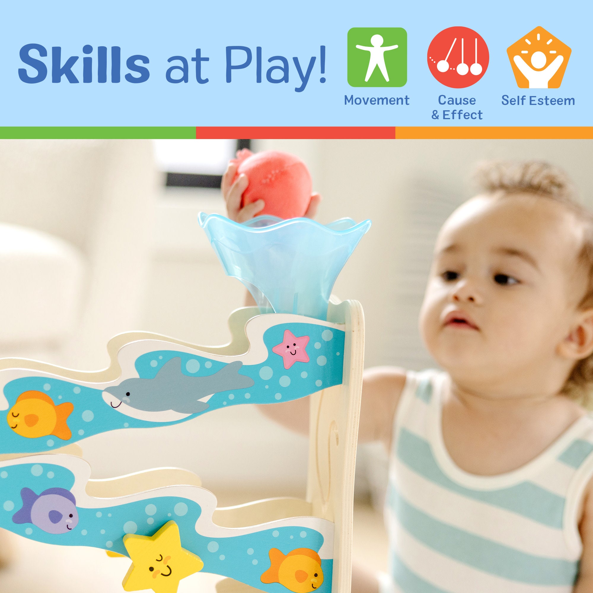 Melissa & Doug Rollables Wooden Ocean Slide - Image 5