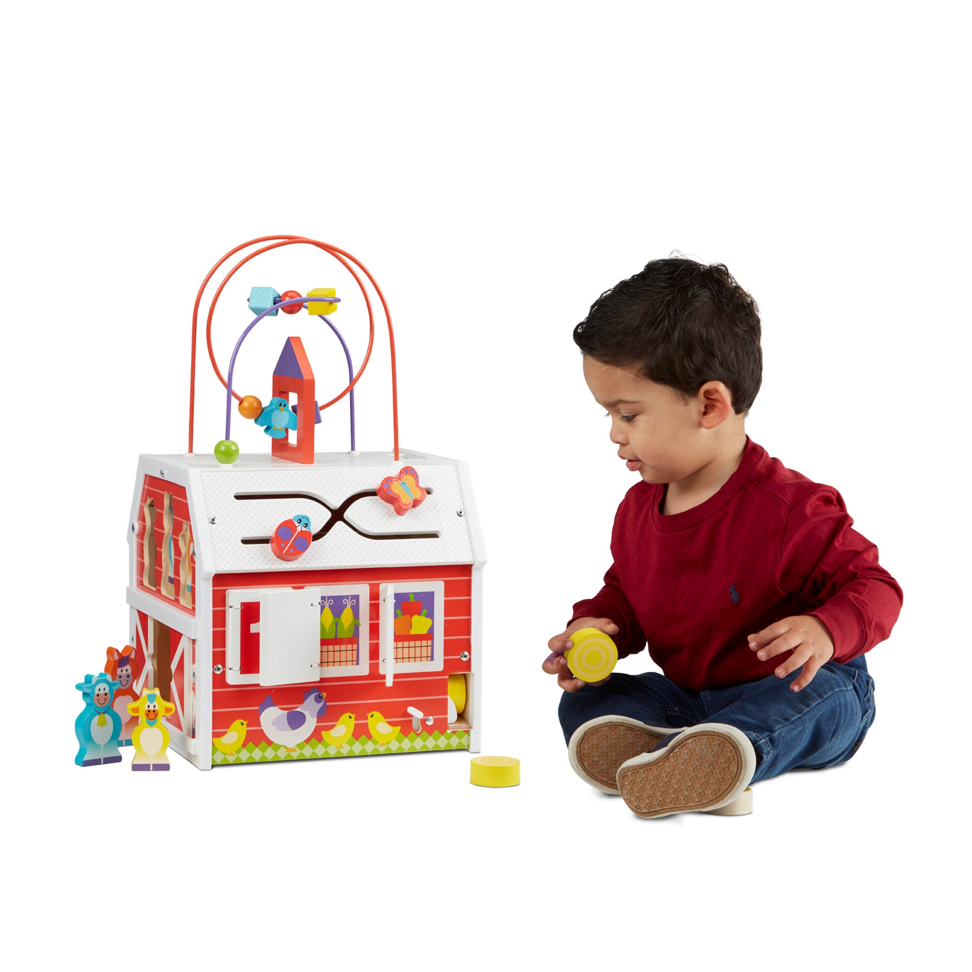 Melissa & Doug First Play Slide, Sort & Roll Activity Barn - Image 9