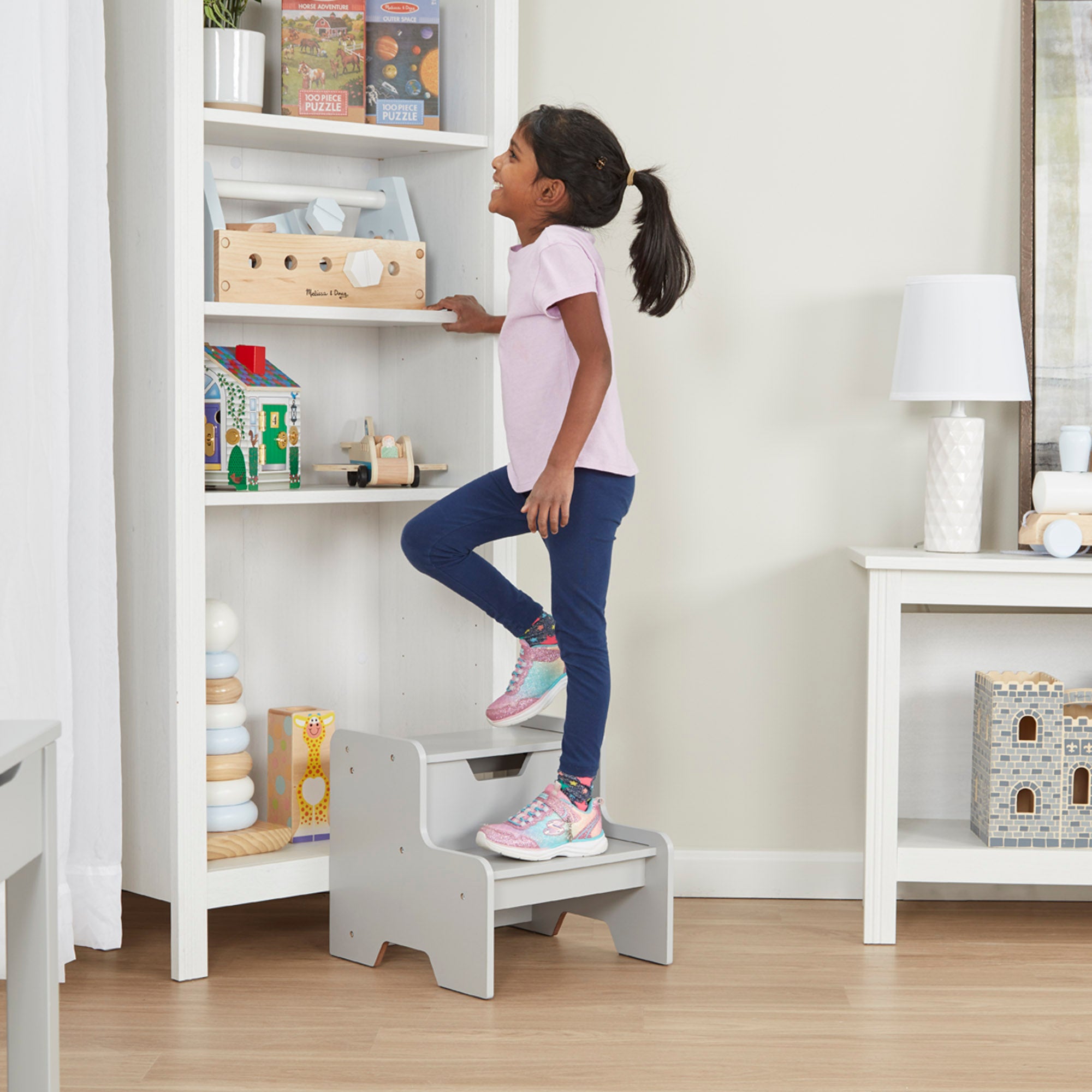 Melissa & Doug Wooden Step Stool ?C Gray - Image 5